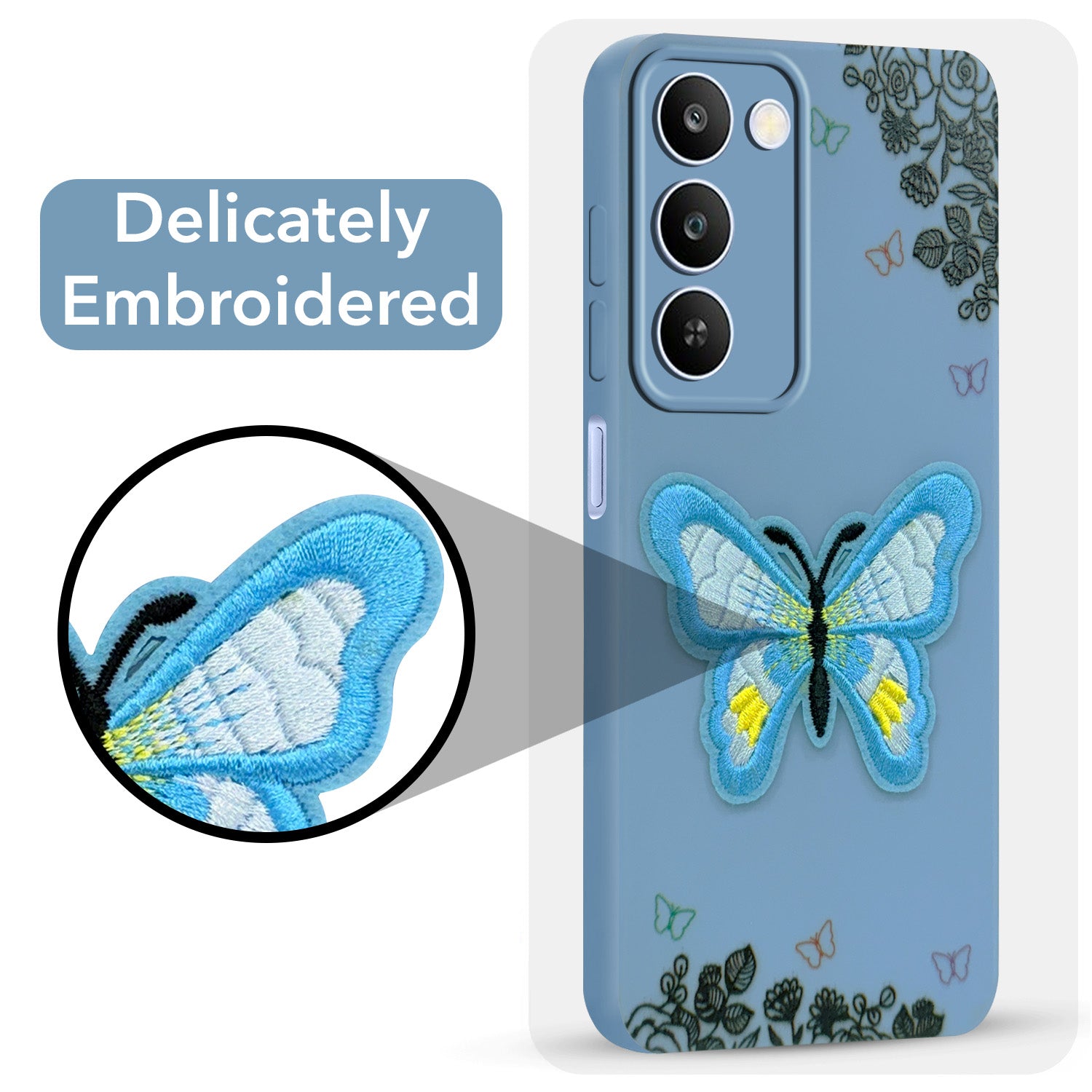 For Realme C83 5G Back Cover Case (Soft Butterfly Embroidery | Women Teen Girls | Camera Protection| Matte Silicone)