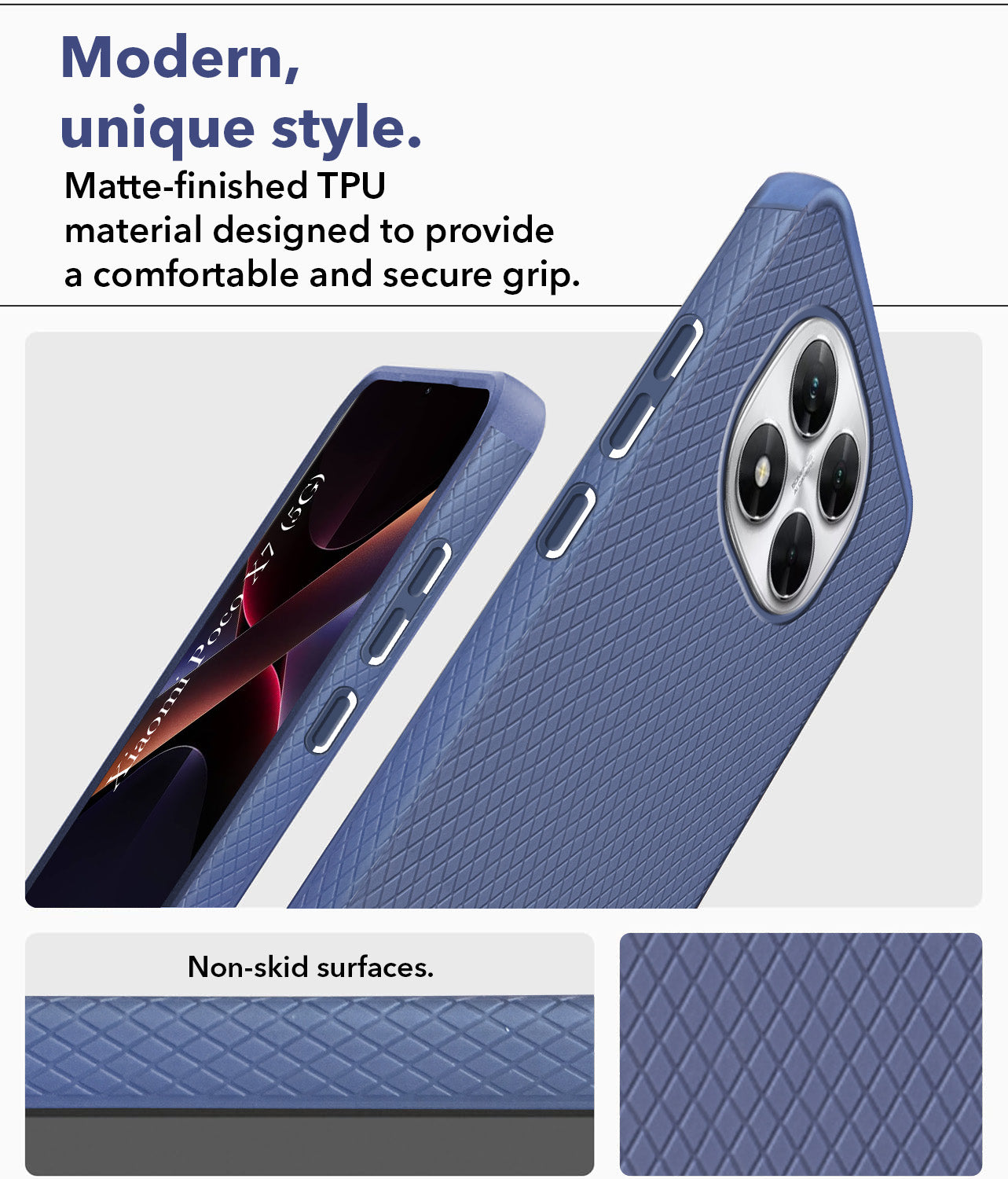 For Xiaomi Poco X7  Back Cover Case (Liquid Silicone | Side Grip | Camera Protection)
