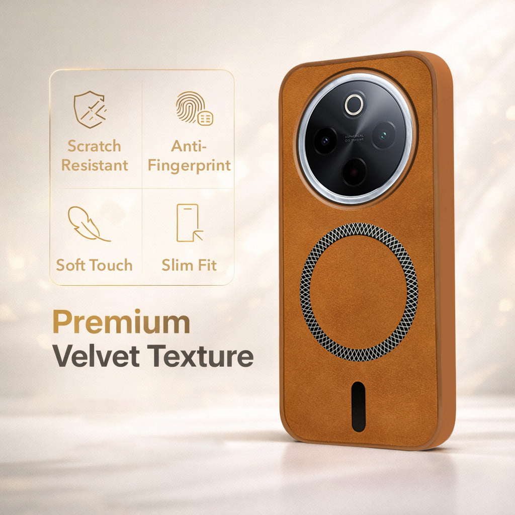 For Vivo iQOO Z10 Back Cover Case Leather Finish (MagSafe Compatible Wireless Charging | Soft Touch | Camera Bump Protection)