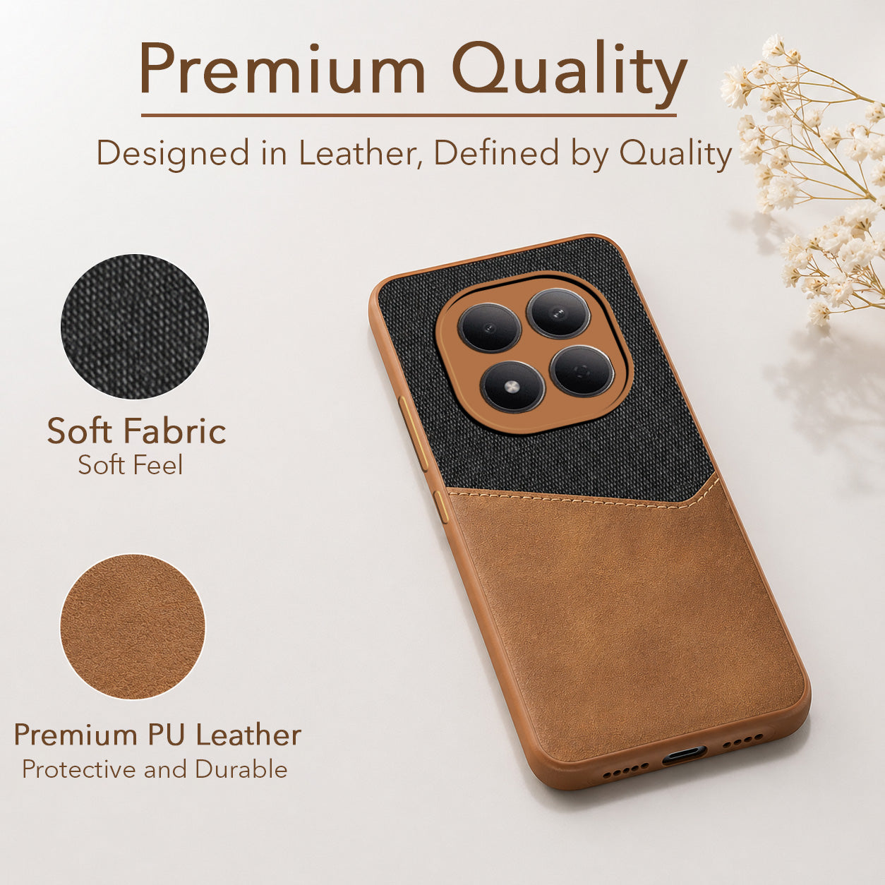 For Xiaomi Redmi Note 15 Pro 5G Back Cover Case (Dual PU Leather Stitch | Professional Minimalist | Soft and Flexible)