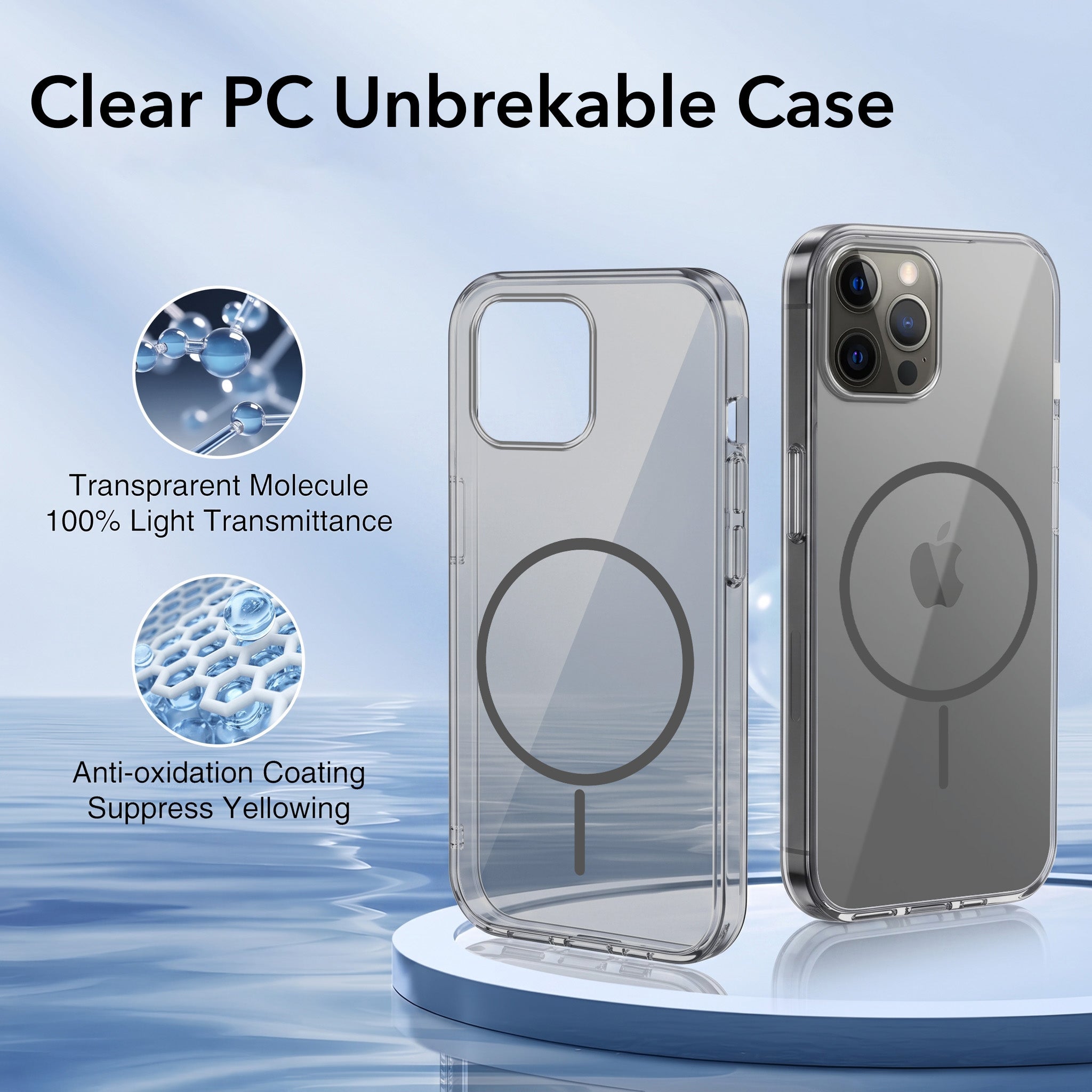 For Apple iPhone 12 Pro Max Back Case Cover Crystal Anti Yellow (Unbreakable PC | MagSafe Wireless Charging Support |Camera Protection Bump)