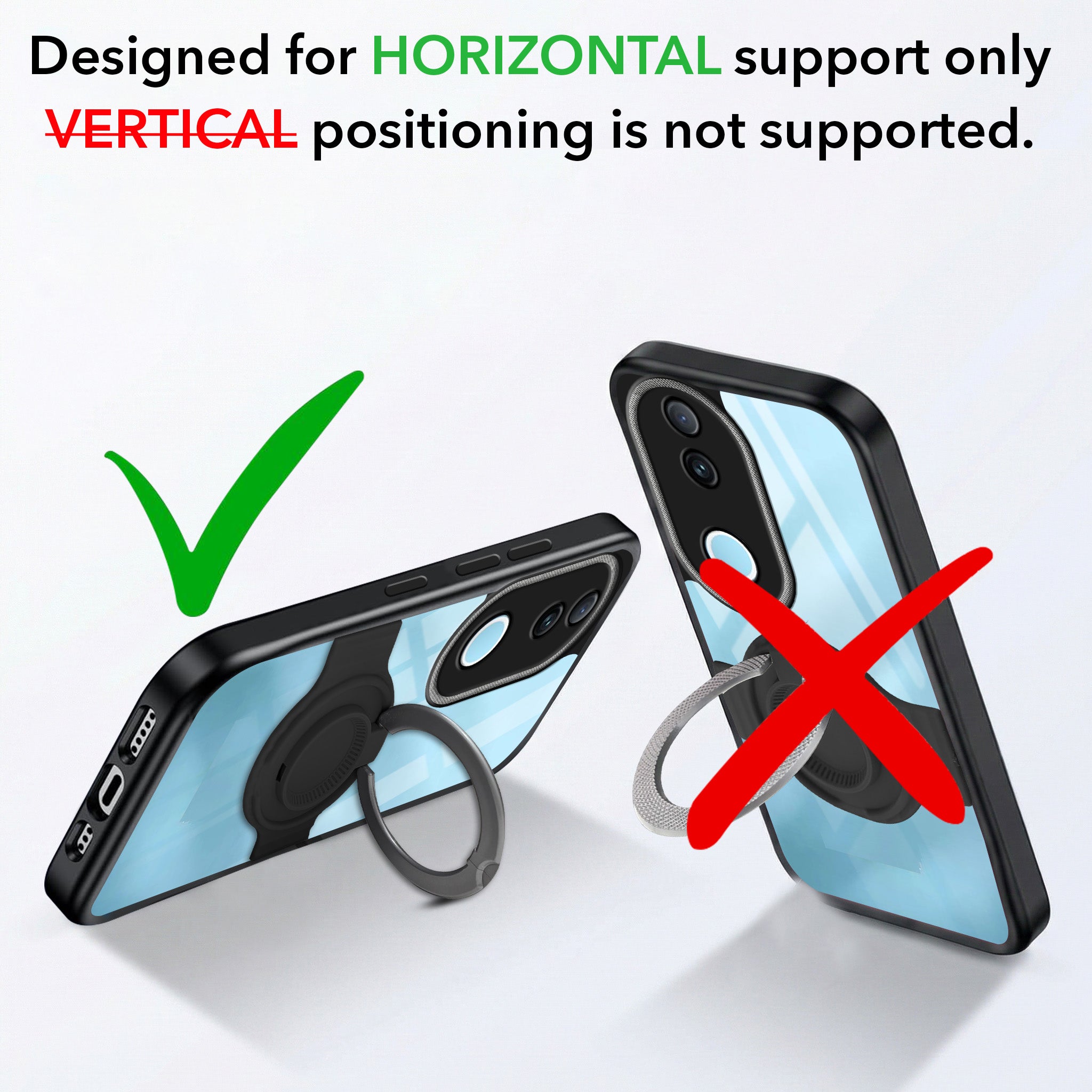 For Vivo iQOO Z10R Back Cover Case with stand (Built-in Ring Holder Kickstand | Lifetime Anti Yellow | Camera Protection)