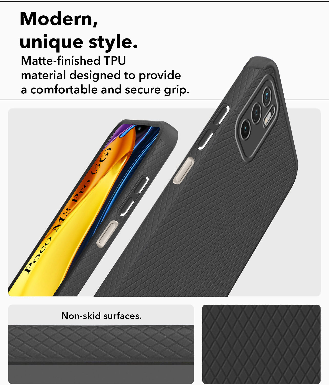 For Poco M3 Pro 5G Back Cover Case Liquid Silicone (Camera Protection | Side Grip Texture | Soft and Flexible)