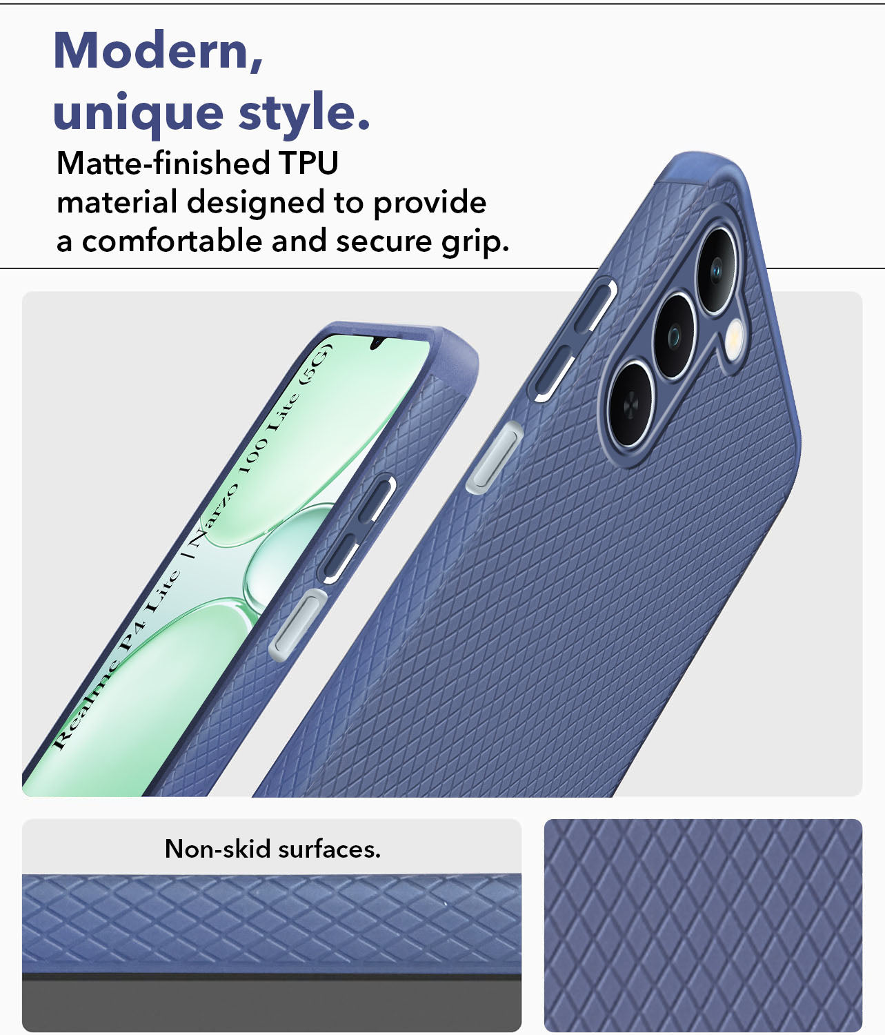 For Realme P4 Lite 5G | Realme Narzo 100 Lite 5G Back Cover Case Liquid Silicone (Camera Protection | Side Grip Texture | Soft and Flexible)