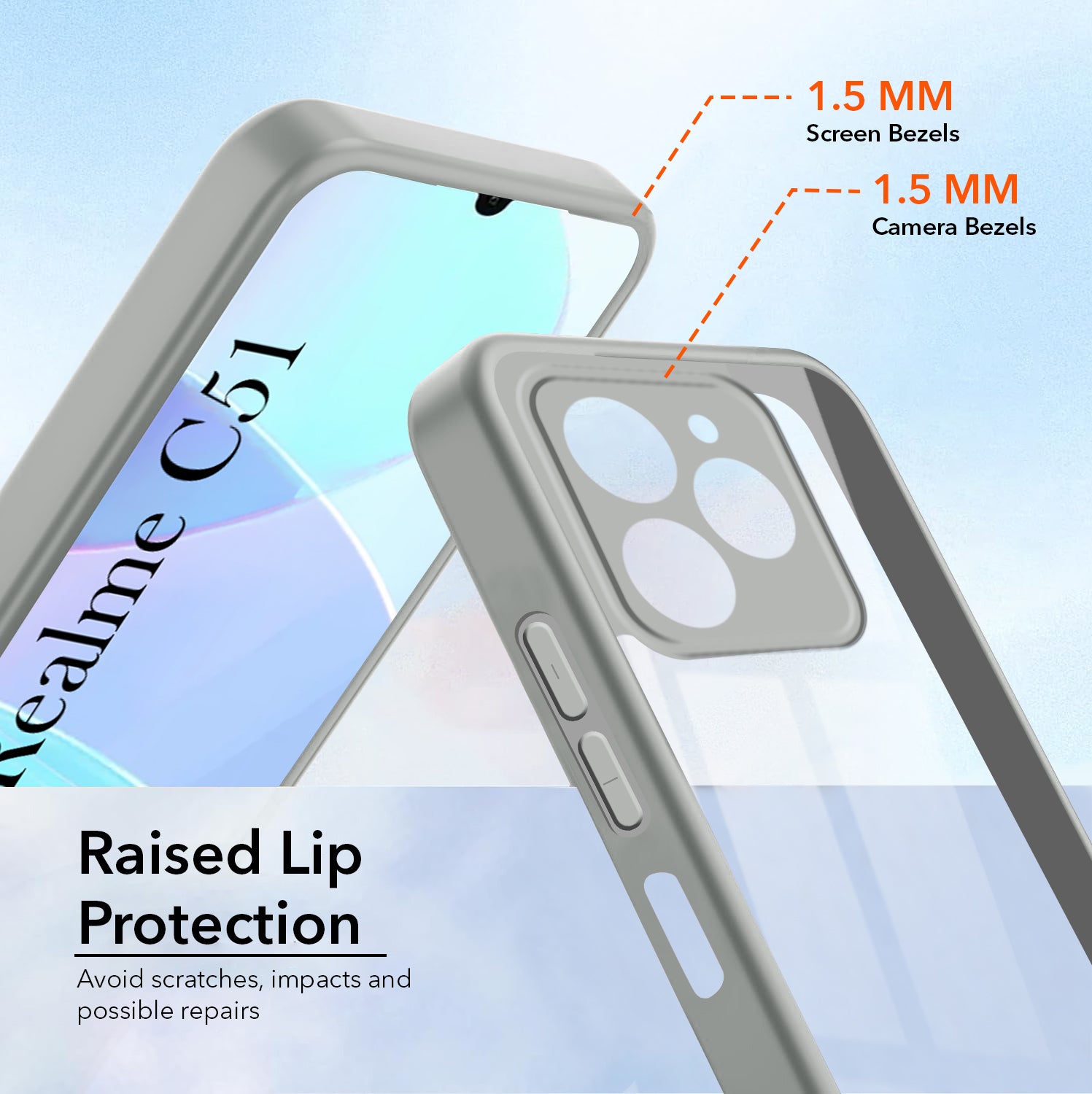 For Realme C51 Back Cover Case Ultra-Hybrid (Lifetime Anti Yellow | Anti Scratch | Crystal Clear Shockproof)