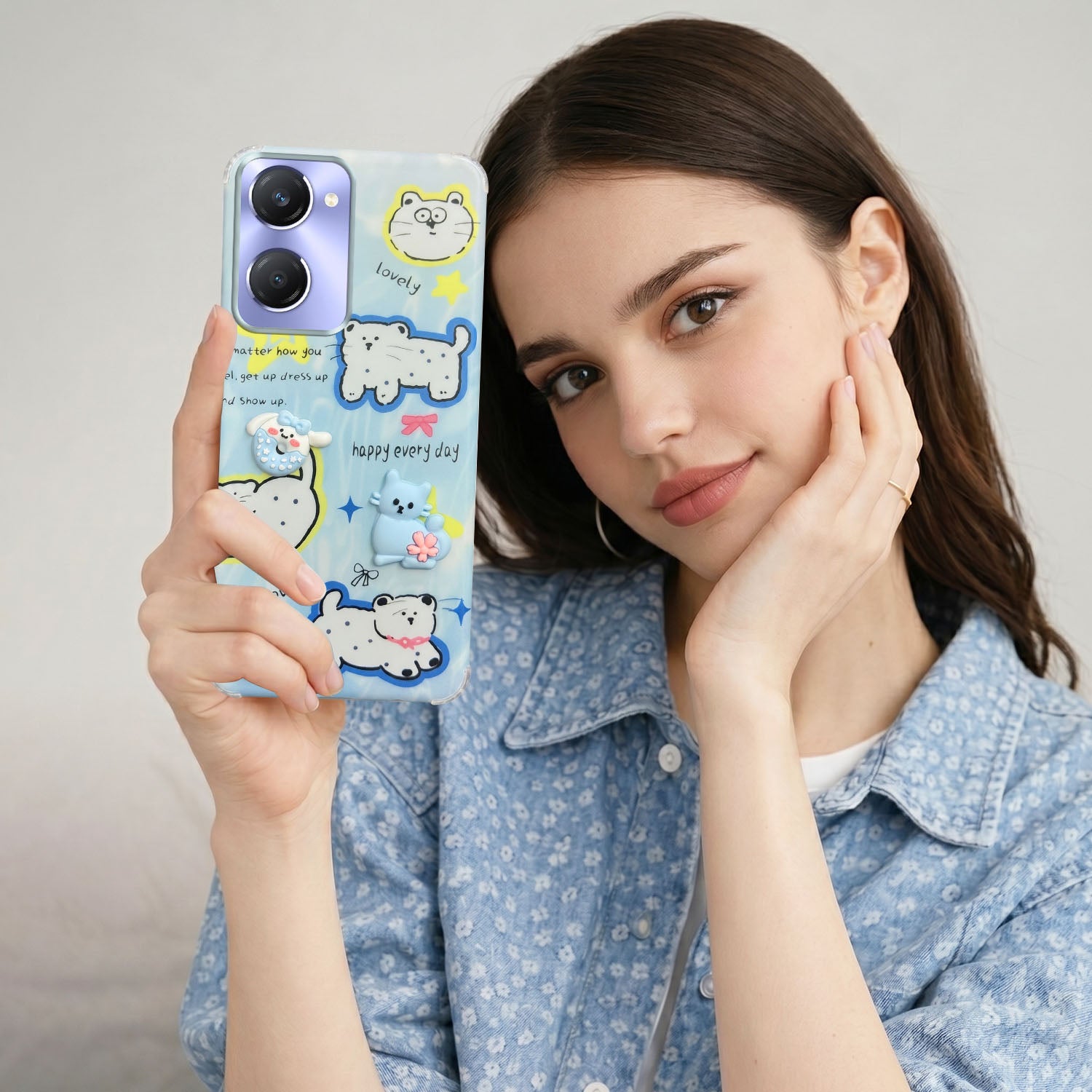 For Vivo Y28s 5G | Vivo T3 Lite 5G Back Cover Case (3D Cute Cartoons | Hard Back Side Soft | Matte Premium Finish | HD Printing)