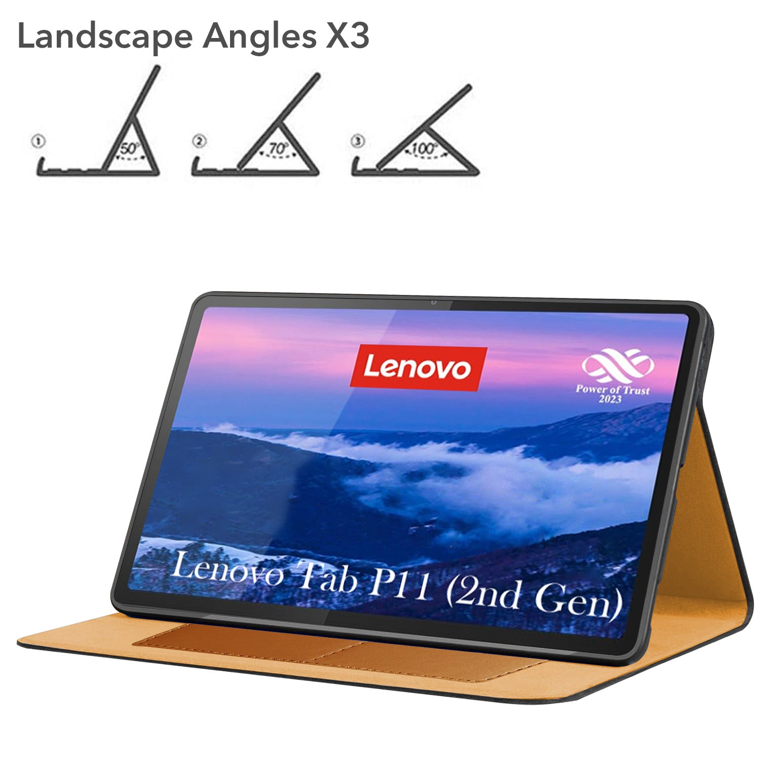 For Lenovo Tab P11 Gen 2 11.5 Inch (X350XU) Flip Cover Folio Cover (PU Leather | Multi-Angle Smart Stand | Card Storage Slots | Silicone Back Pouch)