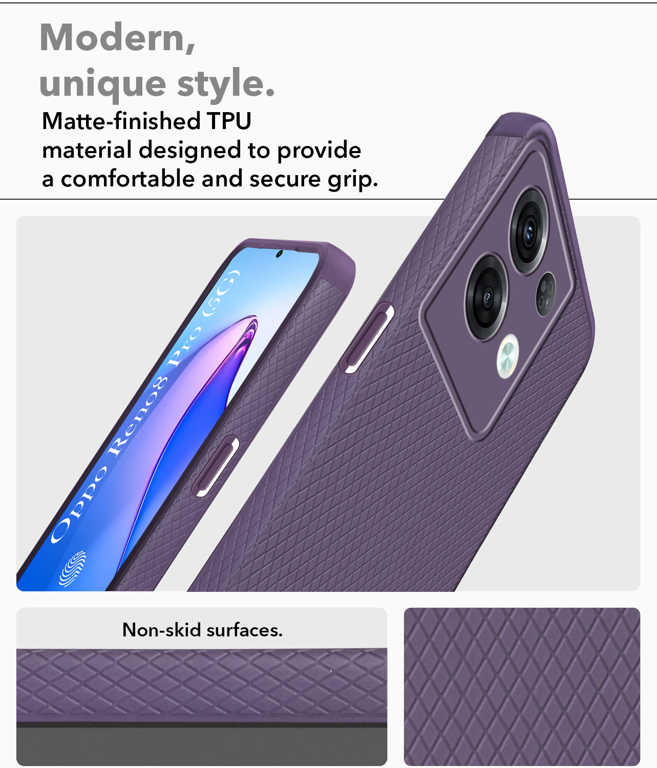 For Oppo Reno8 Pro 5G | Reno 8 Pro 5G Back Cover Case Liquid Silicone (Camera Protection | Side Grip Texture | Soft and Flexible)