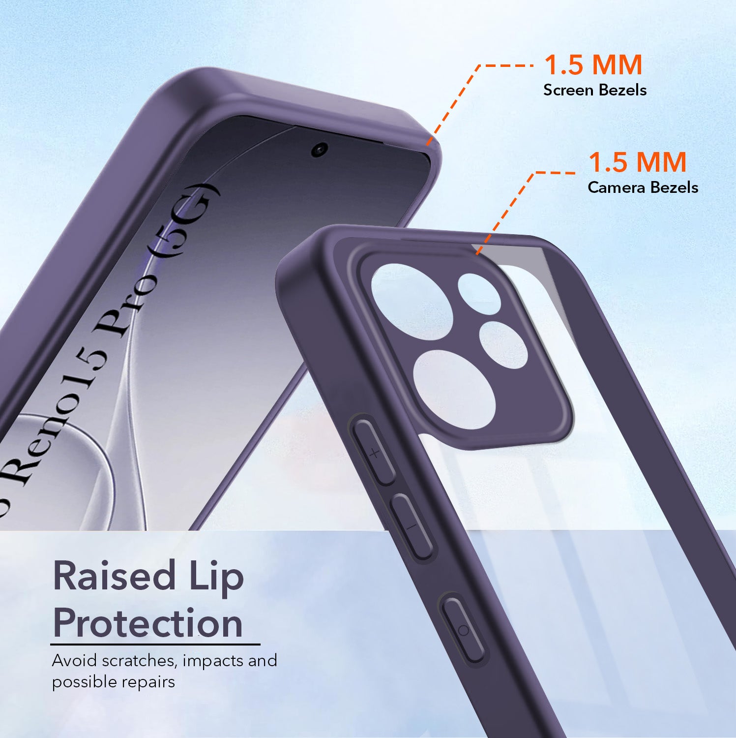 For Oppo Reno15 Pro 5G | Oppo Reno 15 Pro 5G Back Cover Case Ultra-Hybrid (Lifetime Anti Yellow | Anti Scratch | Crystal Clear Shockproof)