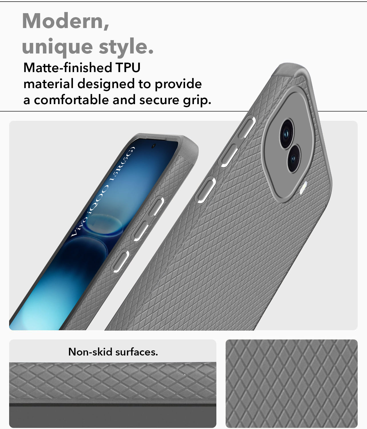 For Vivo iQOO 15R 5G Back Cover Case Liquid Silicone (Camera Protection | Side Grip Texture | Soft and Flexible)
