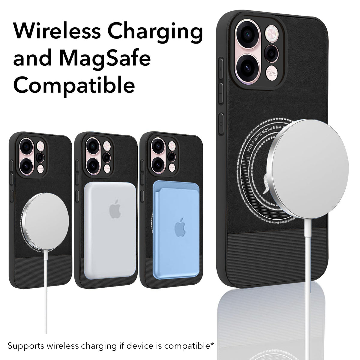 For Oppo Reno 15c Back Cover Case PU Leather Finish (Professional Minimalist Texture | MagSafe Compatile | Camera Protection | Sleek Sober Formal)