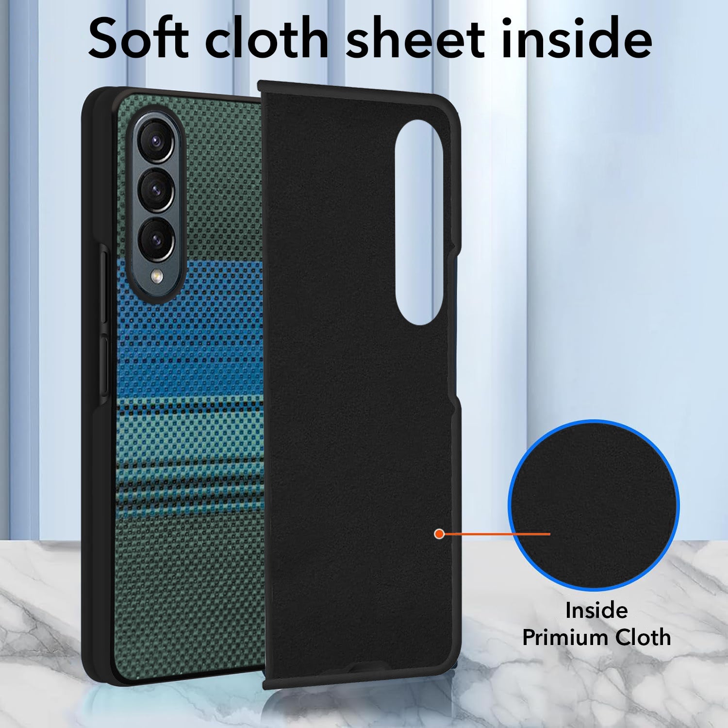 For Samsung Galaxy Z Fold 4 5G Back Flip Case Cover (Craft Printed Design | Hybrid Texture | Inside Microfiber Cloth)