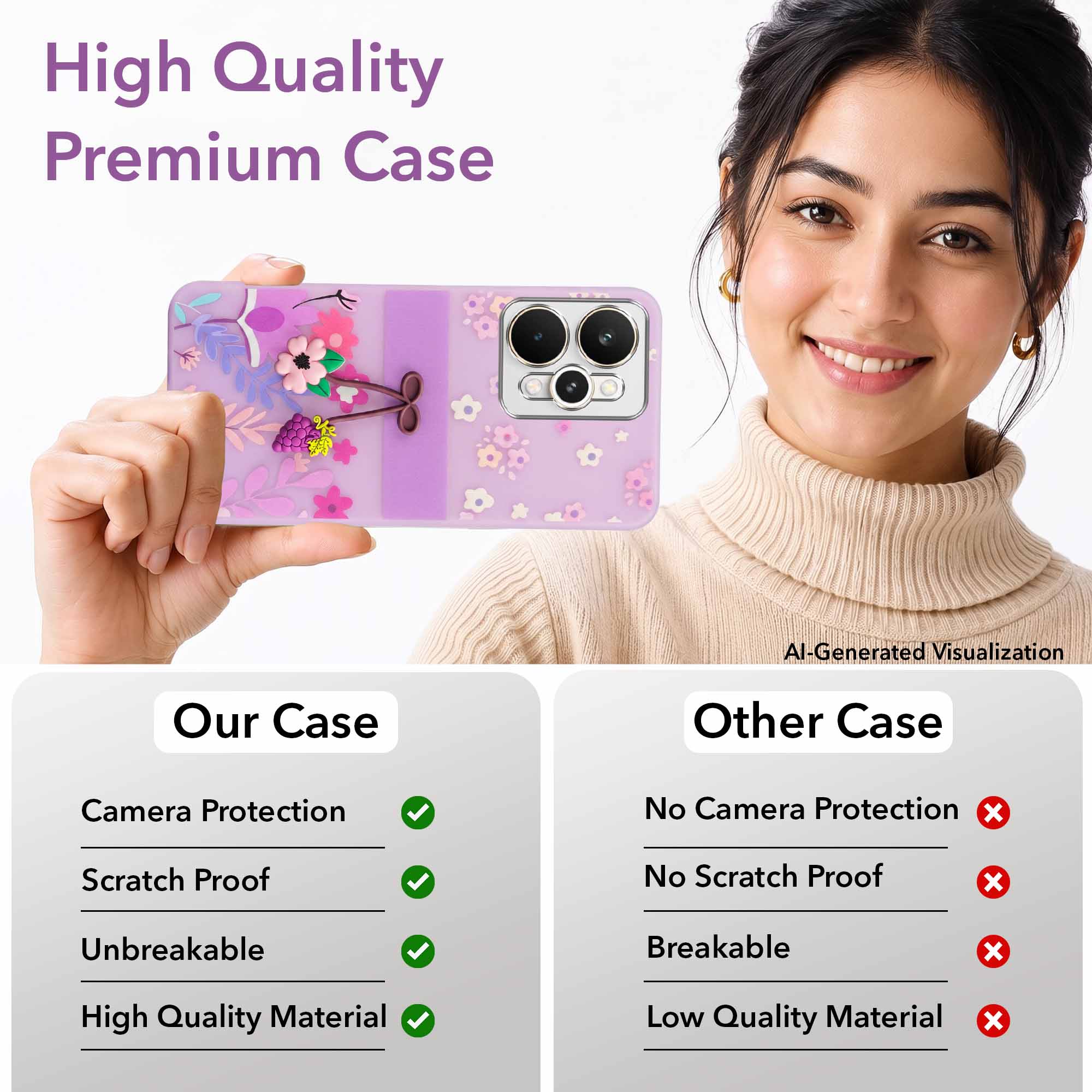 For Realme 15 Back Cover Case (3D Cute Cartoons | Hard Back Side Soft | Matte Premium Finish | HD Printing)