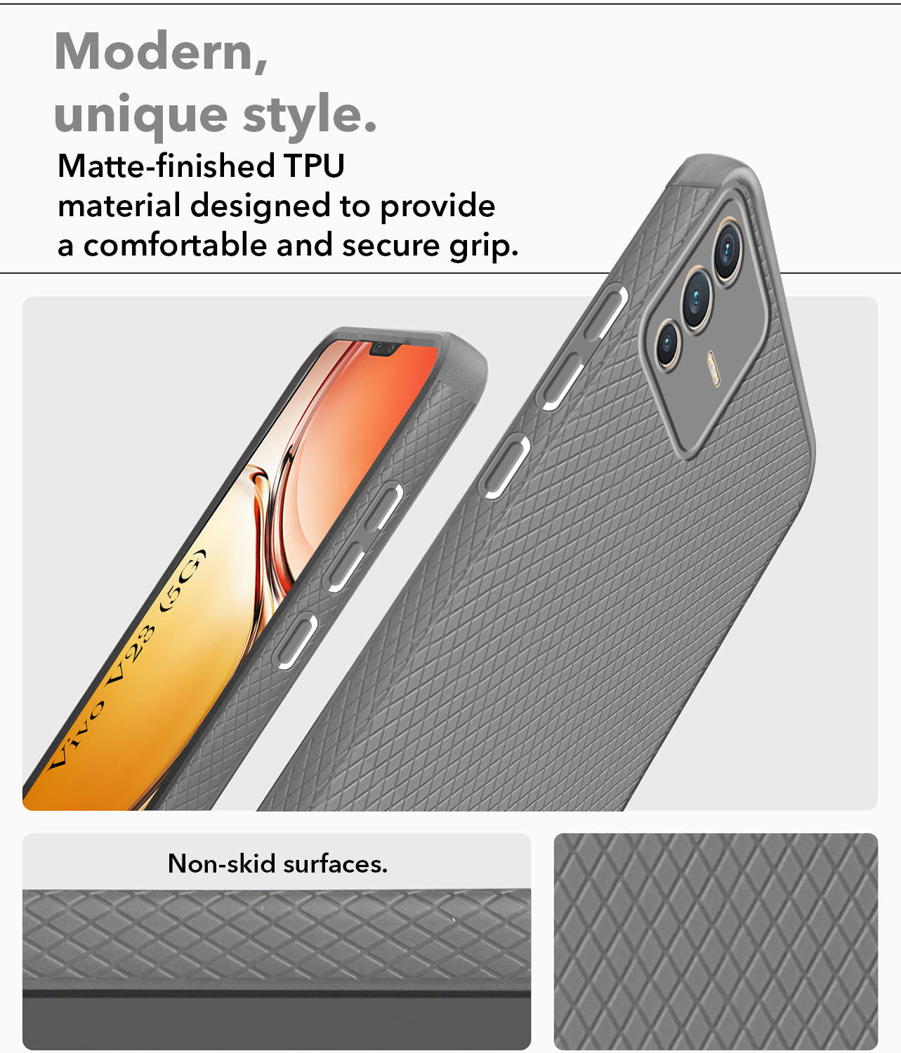 For Vivo V23 5G Back Cover Case (Liquid Silicone | Side Grip | Camera Protection)