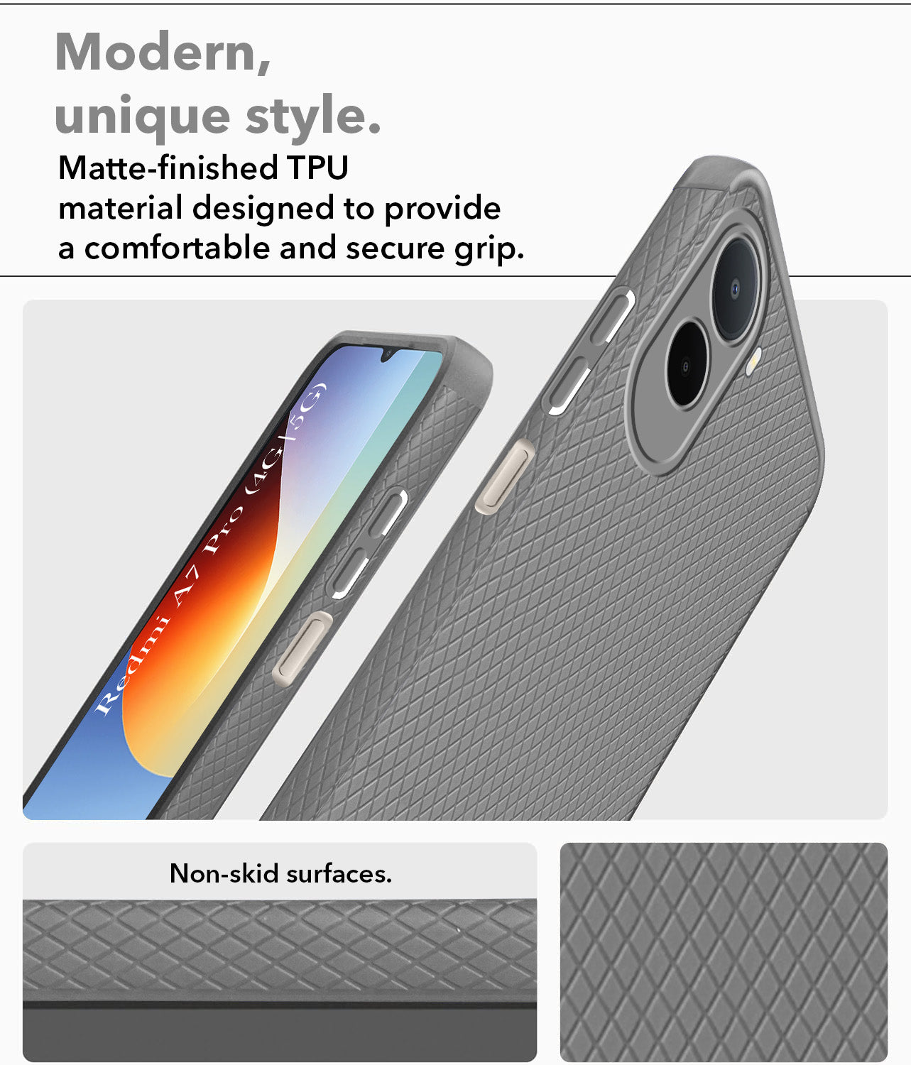 For Redmi A7 Pro 5G Back Cover Case Liquid Silicone (Camera Protection | Side Grip Texture | Soft and Flexible)