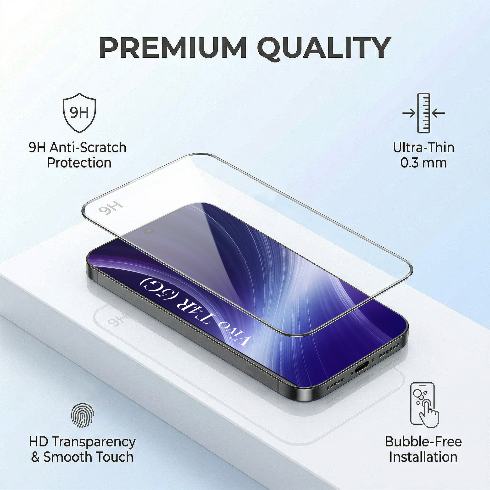 For Vivo T4R Combo with Back Cover and 9H Tempered Glass (Liquid Silicone | Camera Protection | Oleophobic Coating Screen Glass)