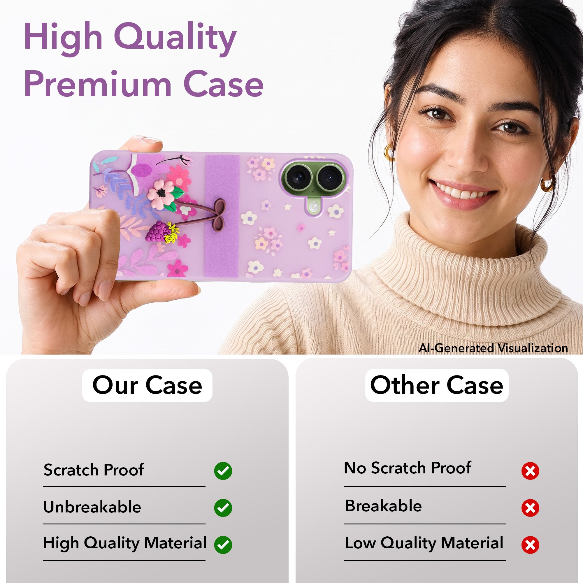 For Apple iPhone 17 Back Cover Case (3D Cute Cartoons | Hard Back Side Soft | Matte Premium Finish | HD Printing)