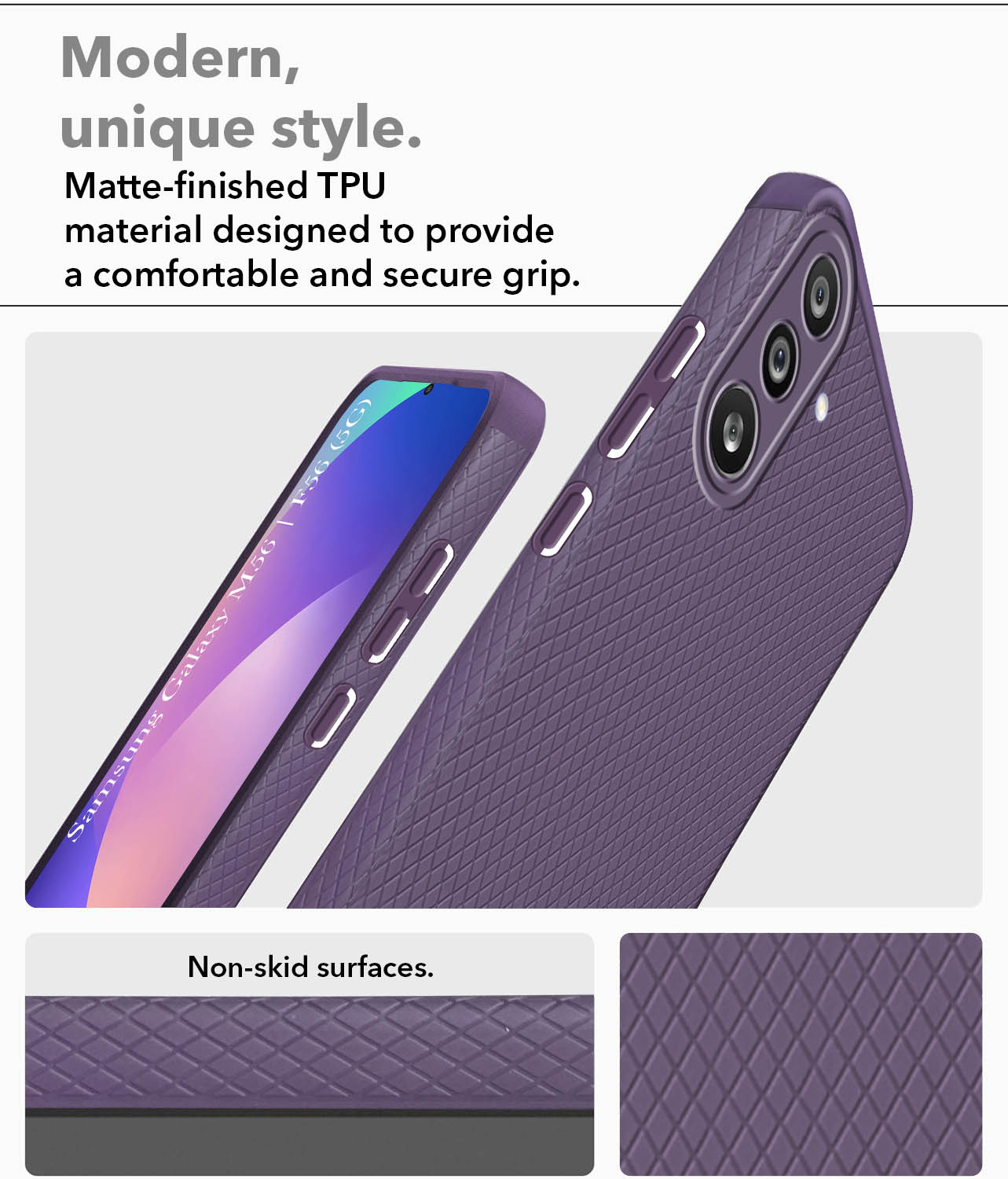 For Samsung Galaxy M56 | Samsung Galaxy F56 Back Cover Case (Liquid Silicone | Side Grip | Camera Protection)
