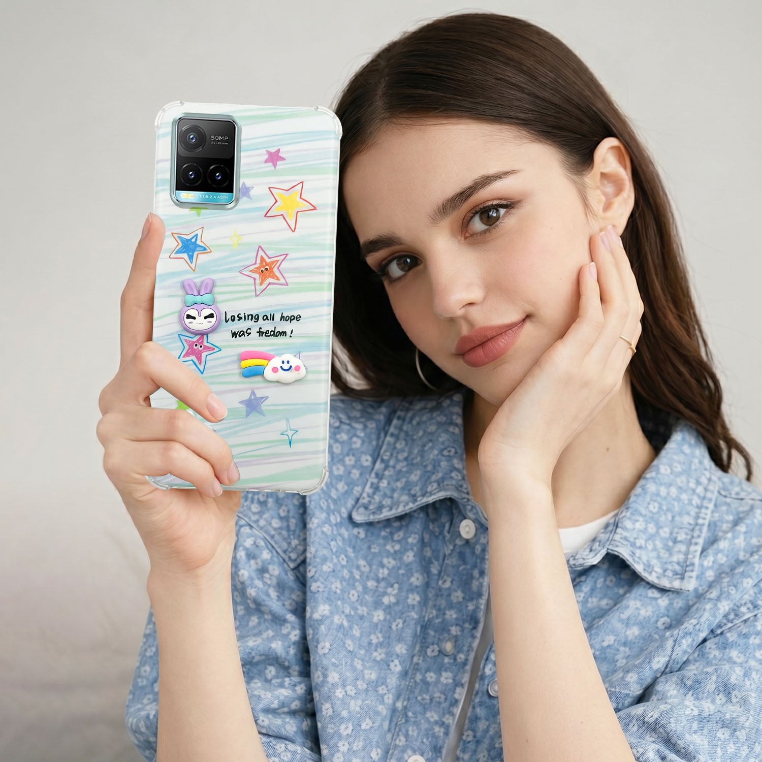 For Vivo Y33s Back Cover Case (3D Cute Cartoons | Hard Back Side Soft | Matte Premium Finish | HD Printing)
