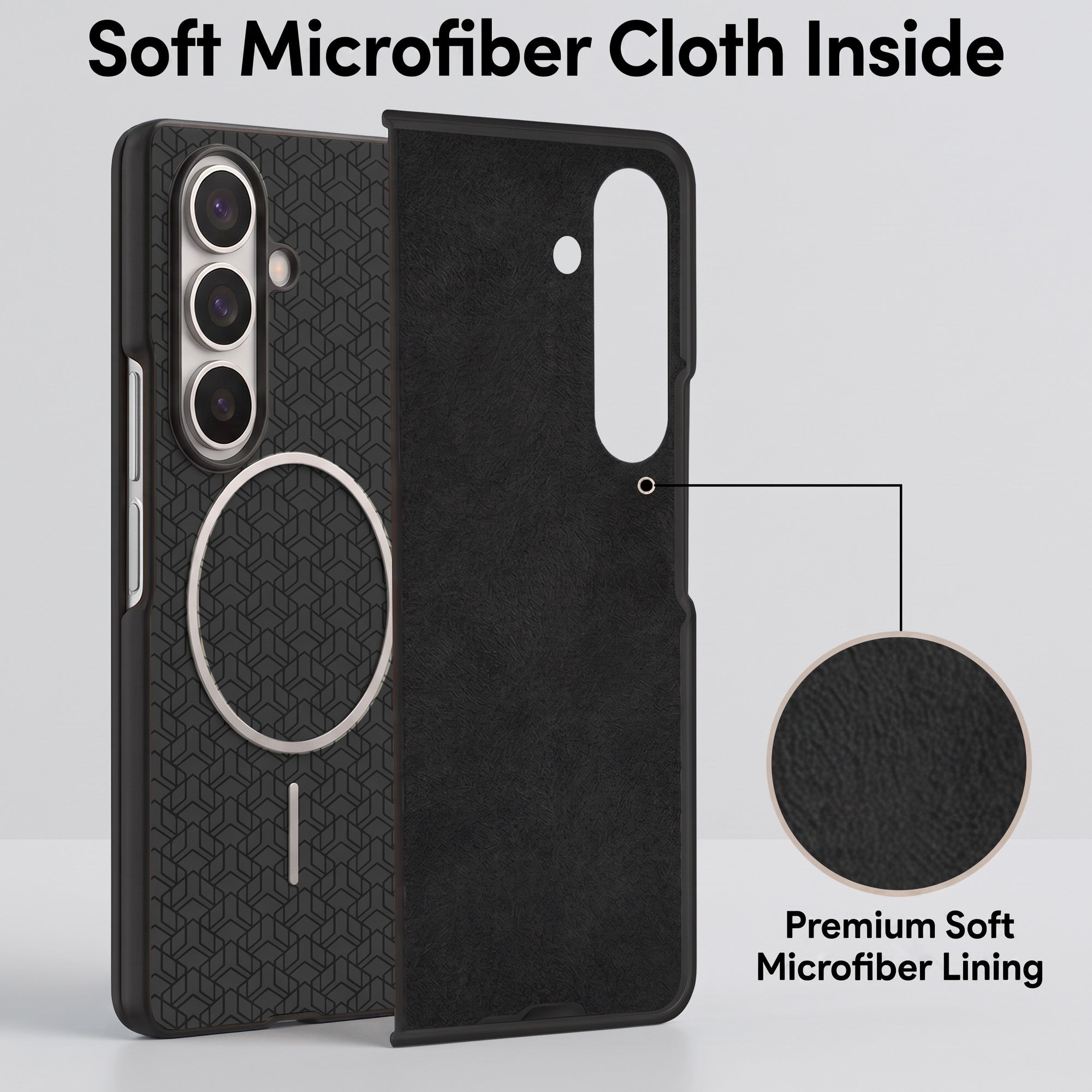 For Samsung Galaxy Z Fold 8 Ultra Back Cover Case Leather Finish (MagSafe Wireless Charging Compatible | Inside Microfiber Cloth)