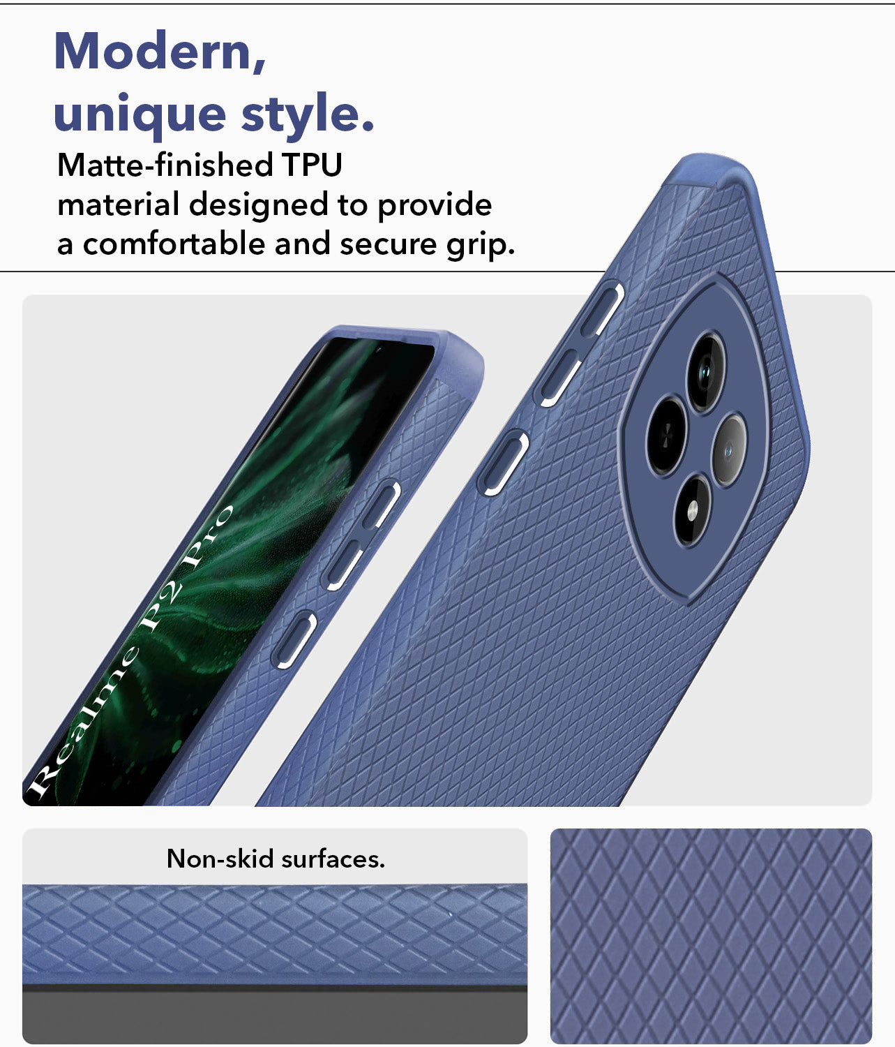 For Realme P2 Pro Back Cover Case (Liquid Silicone | Side Grip | Camera Protection)
