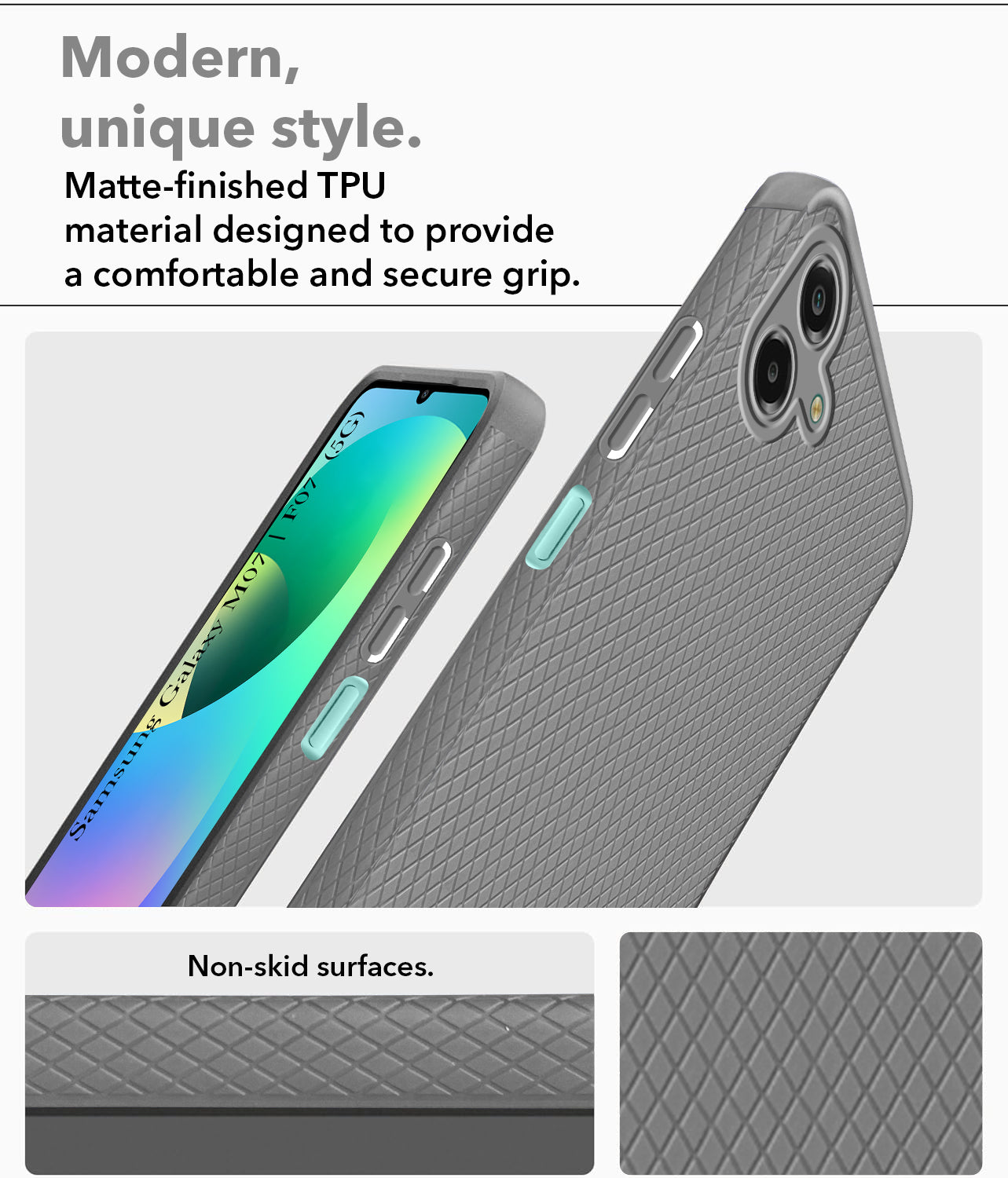 For Samsung Galaxy M07 | Samsung Galaxy F07 Back Cover Case Liquid Silicone (Camera Protection | Side Grip Texture | Soft and Flexible)