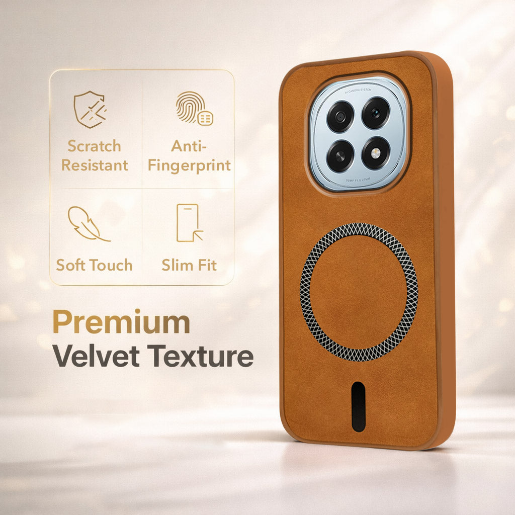 For Oppo F29 Back Cover Case Leather Finish (MagSafe Compatible Wireless Charging | Soft Touch | Camera Bump Protection)