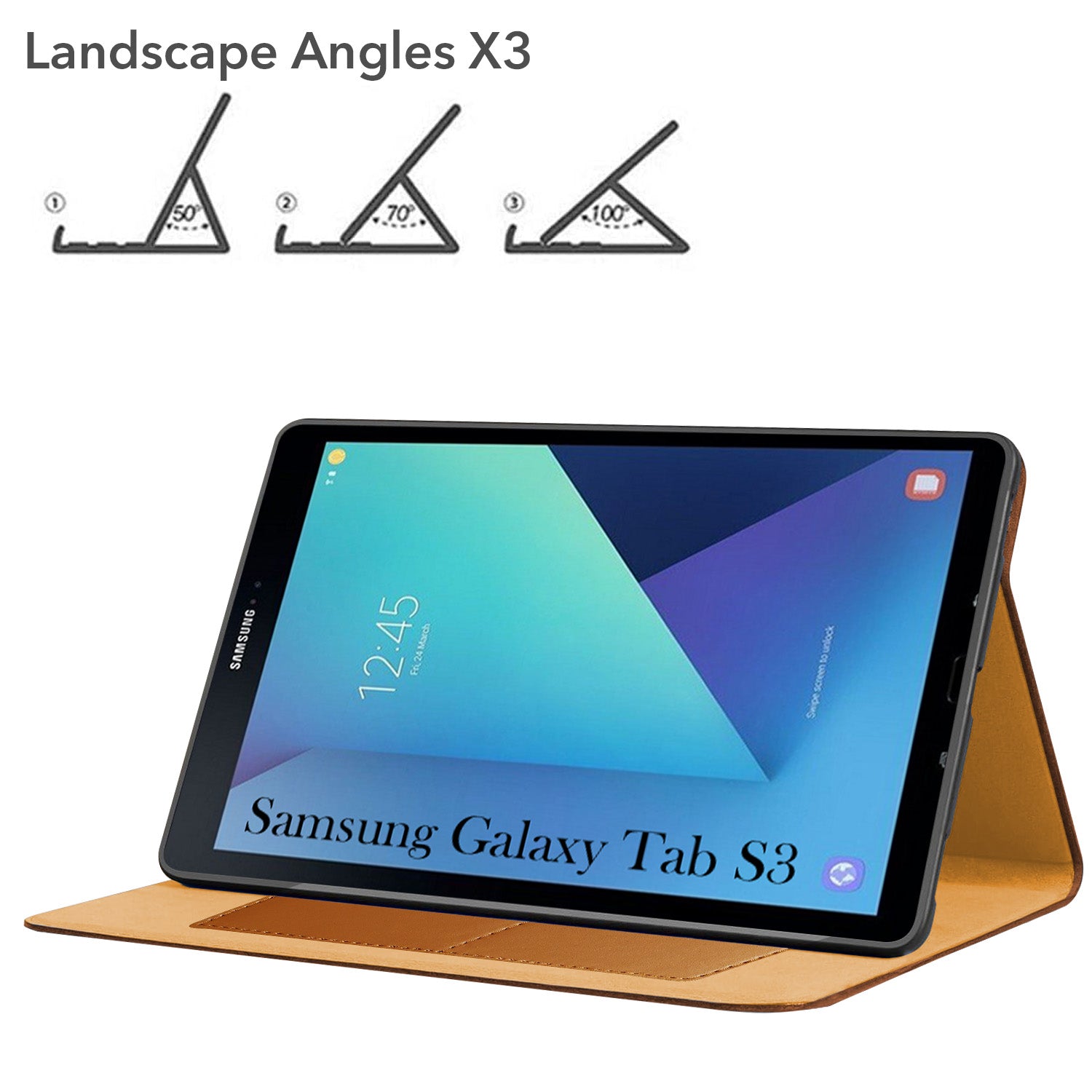 For Samsung Galaxy Tab S3 T825 9.7 Inch SM-T820/T825/T825Y  Flip Cover Folio Cover (PU Leather | Multi-Angle Smart Stand | Card Storage Slots | Silicone Back Pouch)