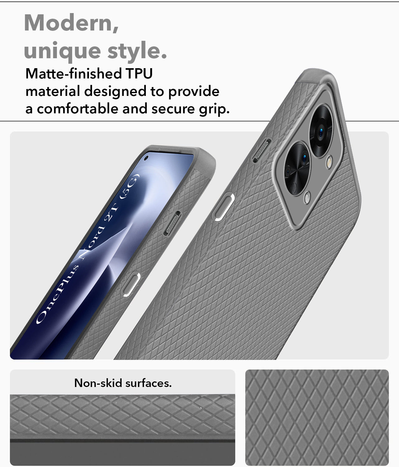 For OnePlus Nord 2T 5G Back Cover Case (Liquid Silicone | Side Grip | Camera Protection)