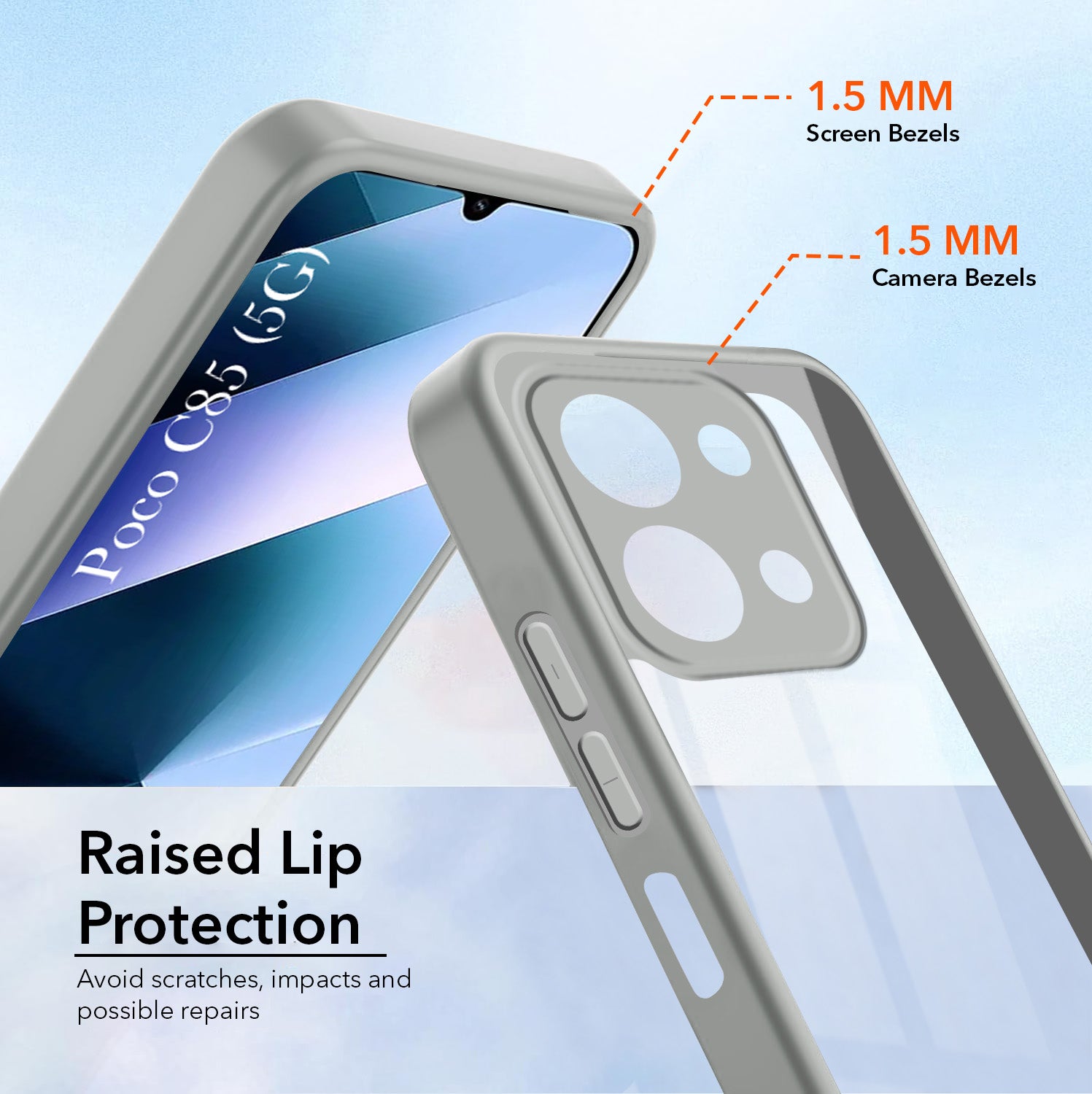 For Poco C85 5G Back Cover Case Ultra-Hybrid (Lifetime Anti Yellow | Anti Scratch | Crystal Clear Shockproof)