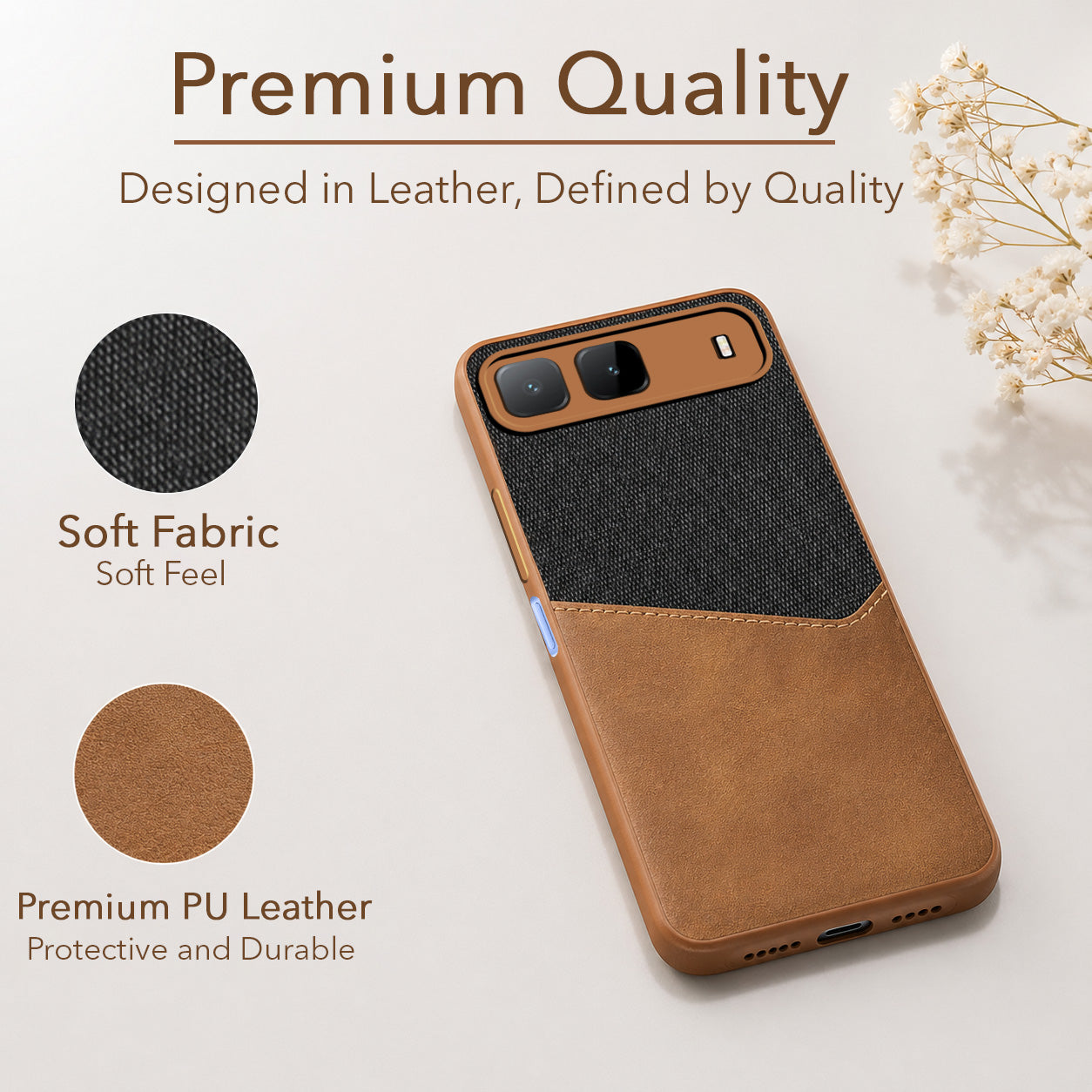 For Infinix Hot 60i 5G Back Cover Case (Dual PU Leather Stitch | Professional Minimalist | Soft and Flexible)