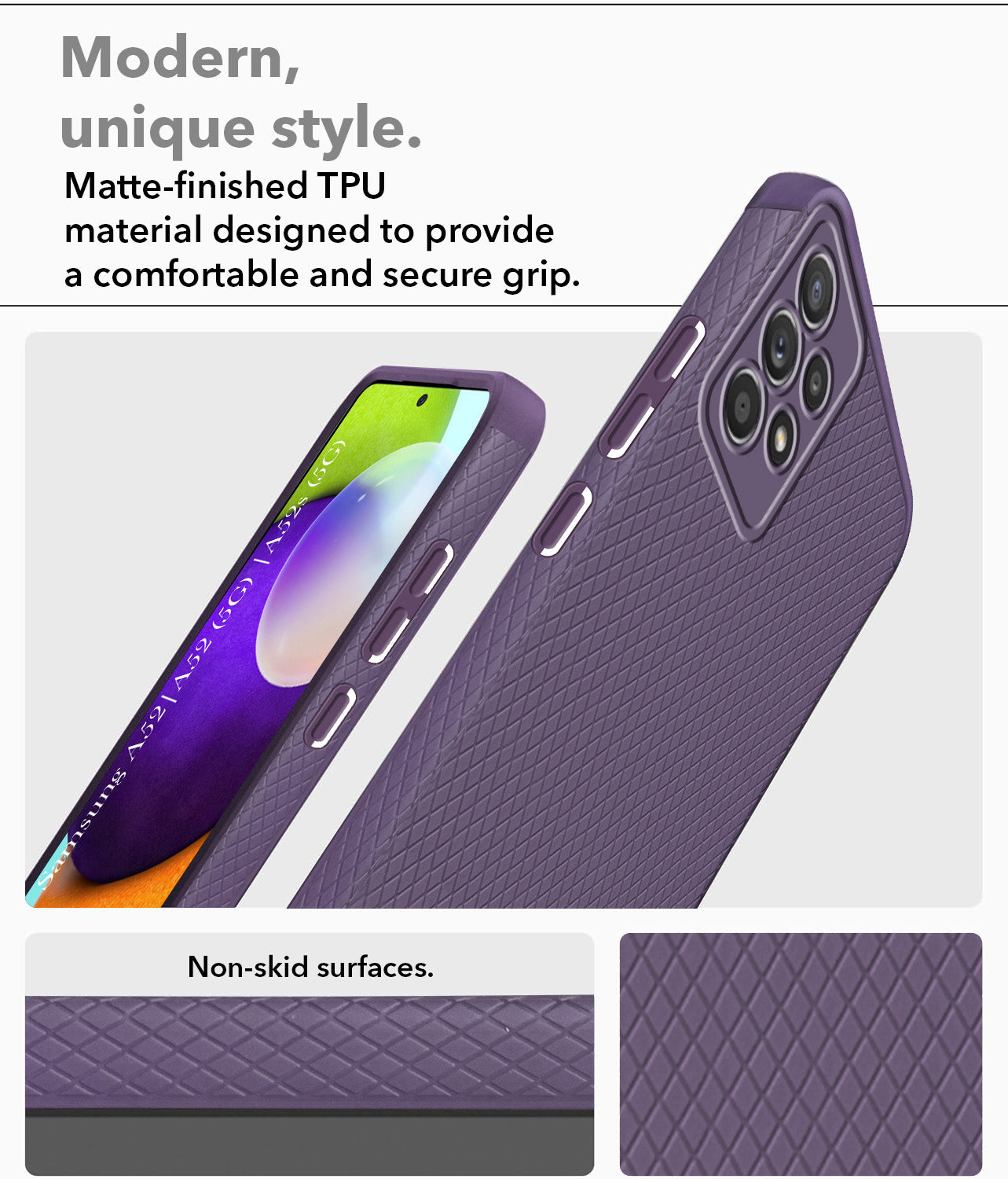 For Samsung Galaxy A52 | A52 5G | A52s 5G Back Cover Case (Liquid Silicone | Side Grip | Camera Protection)