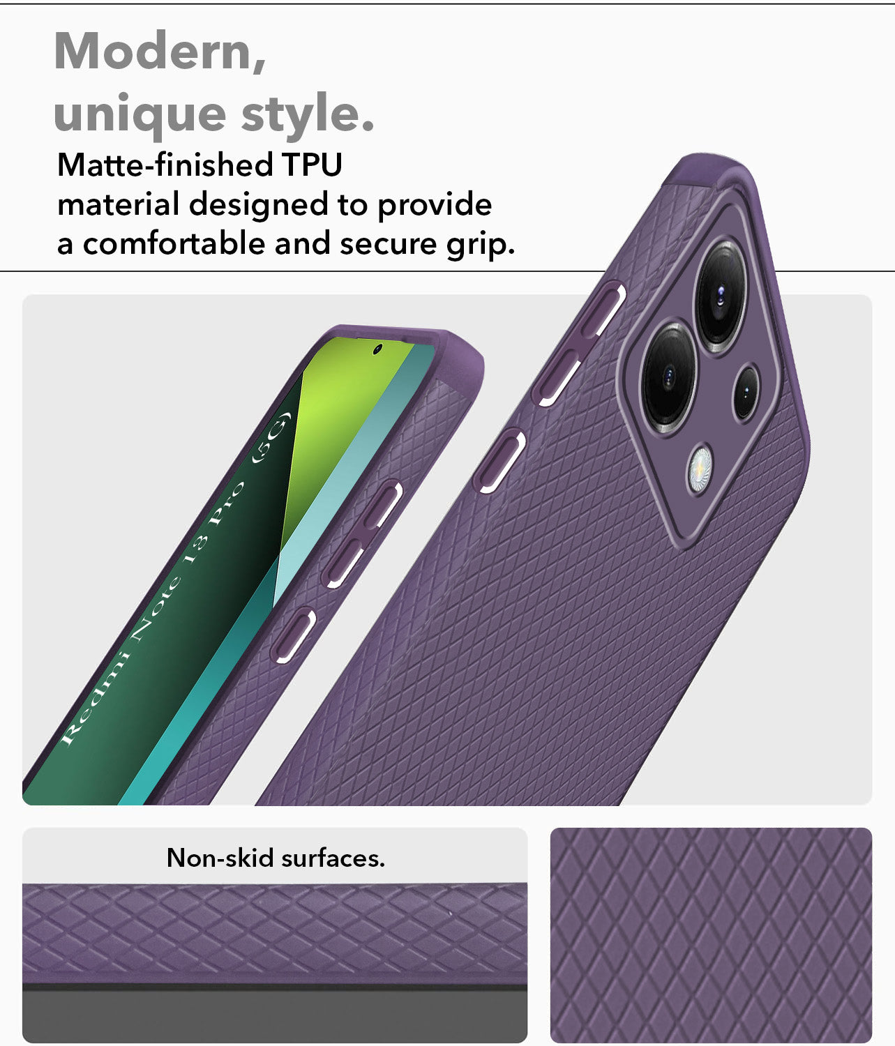 For Redmi Note 13 Pro Back Cover Case (Liquid Silicone | Side Grip | Camera Protection)
