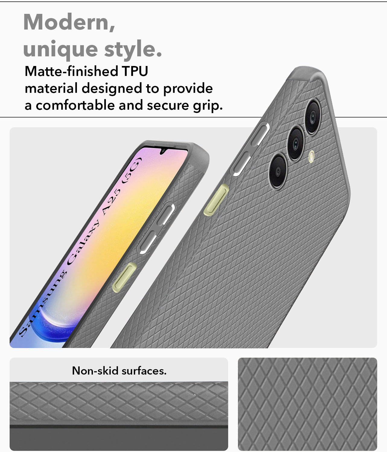 For Samsung Galaxy A25 5G  Back Cover Case (Liquid Silicone | Side Grip | Camera Protection)