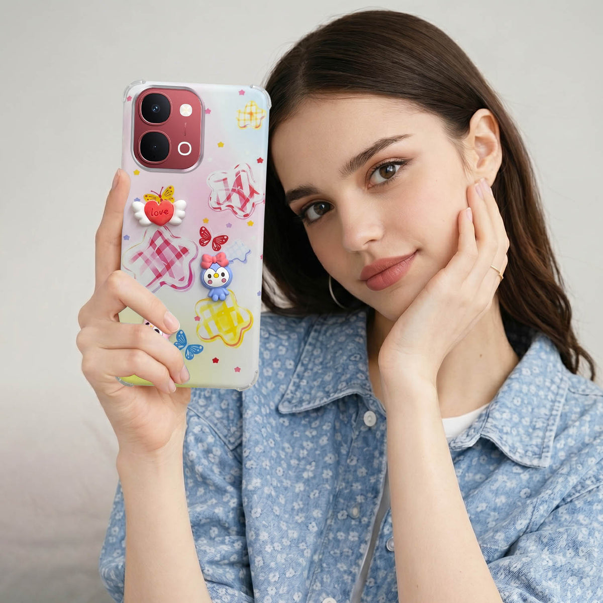 For Vivo Y31T 5G Back Cover Case (3D Cute Cartoons | Hard Back Side Soft | Matte Premium Finish | HD Printing)