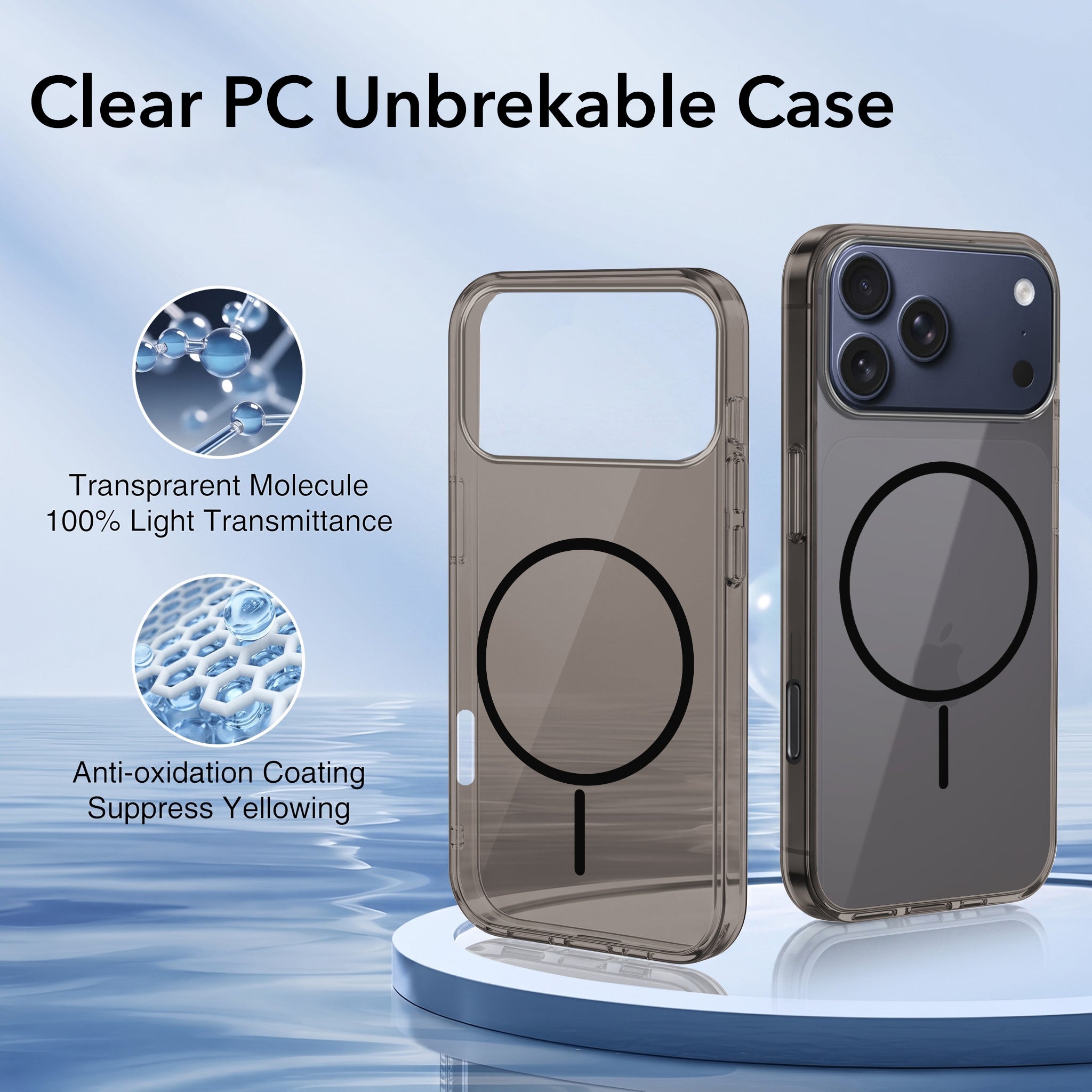 For Apple iPhone 17 Pro Back Case Cover Crystal Anti Yellow (Unbreakable PC | MagSafe Wireless Charging Support |Camera Protection Bump)