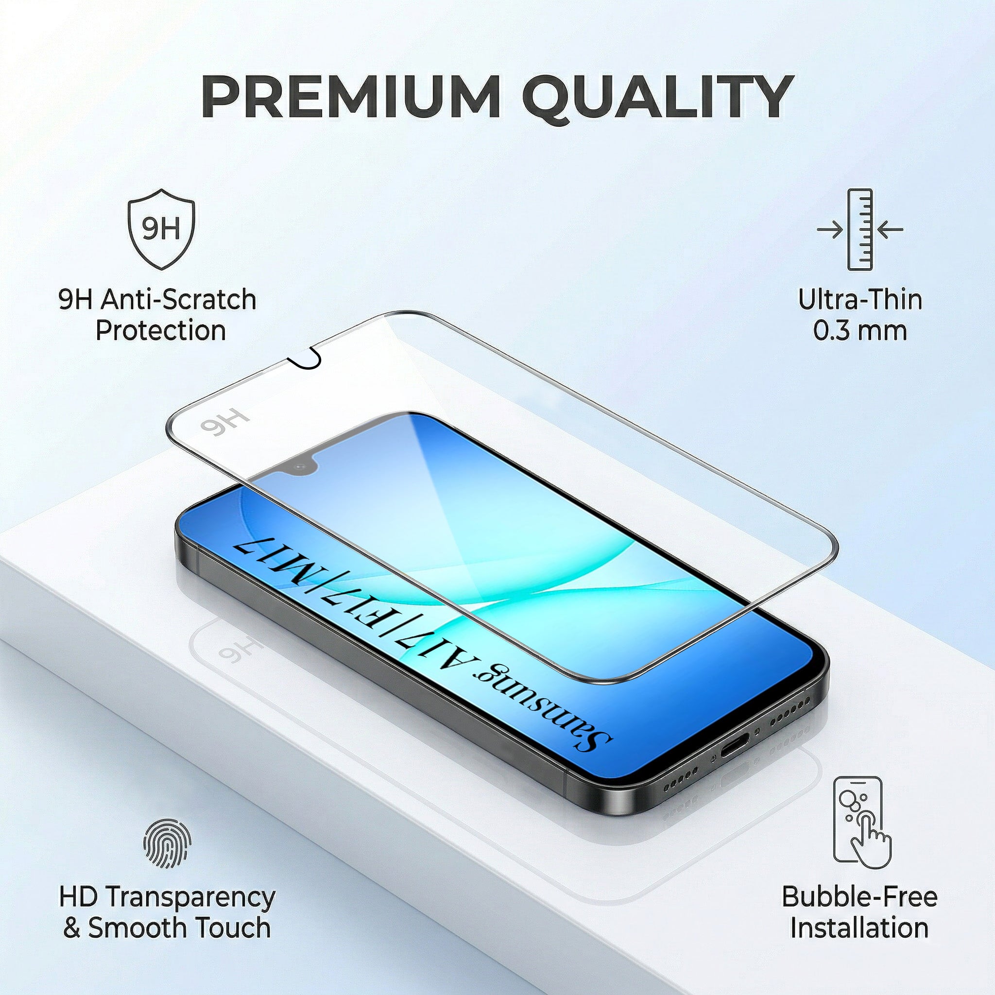 For Samsung Galaxy A17 | Samsung F17 | Samsung M17 5G Combo (Textured Grip Design | Micro-Fiber Cloth Inside | Oleophobic Coating Screen Glass)