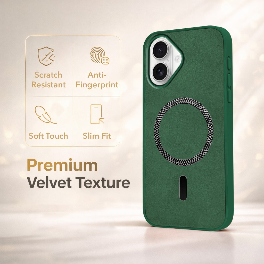 For Apple iPhone 16 Back Cover Case (Sleek Leather Finish | MagSafe Compatible Wireless Charging | Camera Bump Protection)