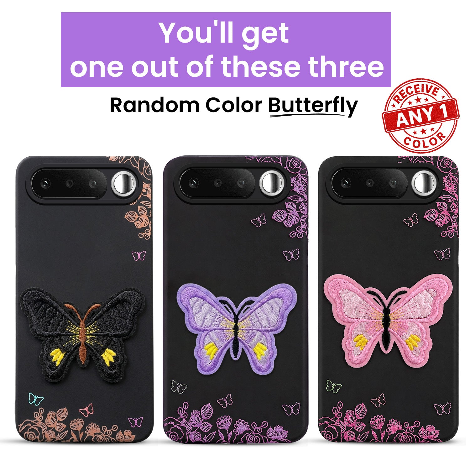For Realme 16 Back Cover Case (Soft Butterfly Embroidery | Women Teen Girls | Camera Protection| Matte Silicone)