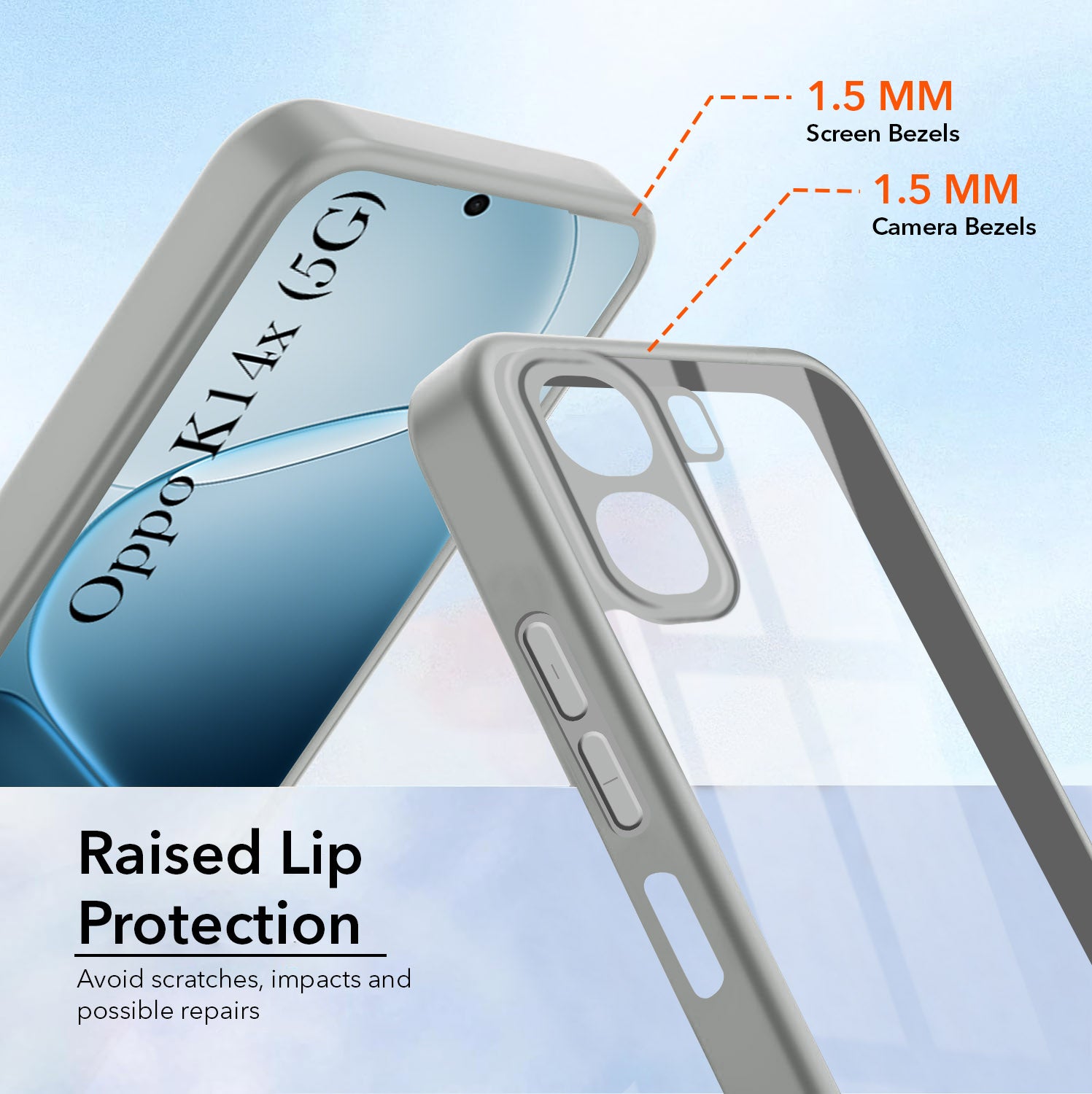 For Oppo K14x 5G Back Cover Case Ultra-Hybrid (Lifetime Anti Yellow | Anti Scratch | Crystal Clear Shockproof)