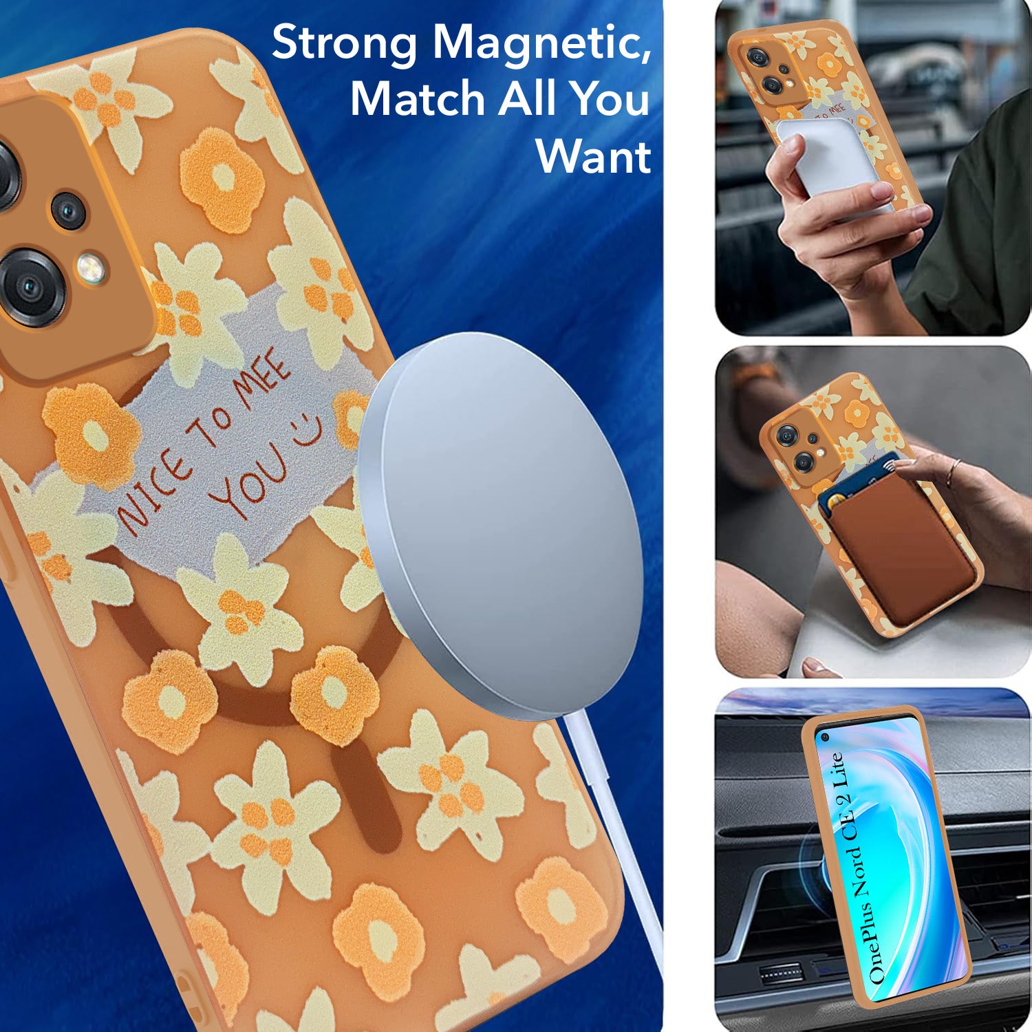 For OnePlus Nord CE 2 Lite Back Cover Case (Cute Floral Design | Flower Print for Girls | MagSafe Compatible Wireless Charging)