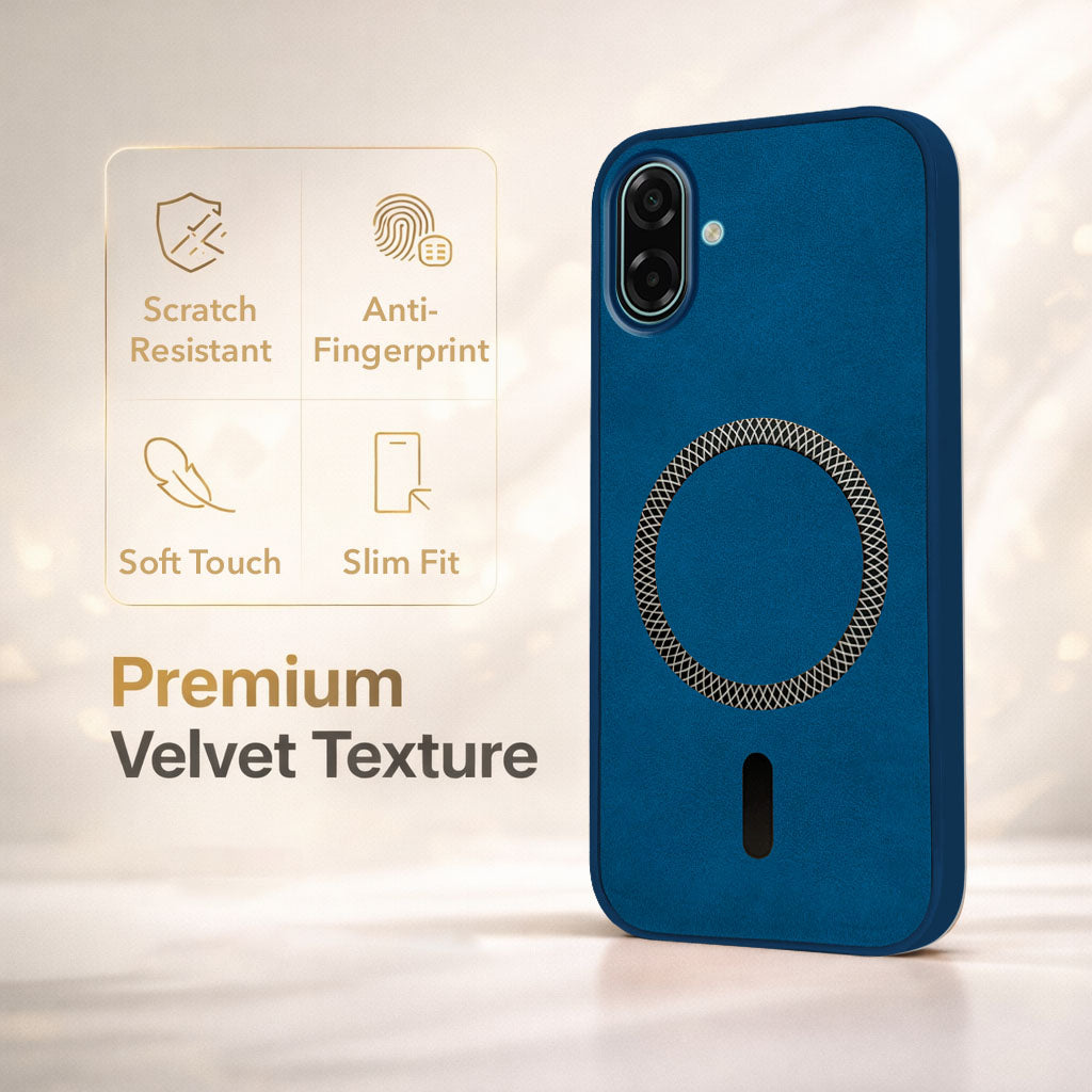 For Samsung Galaxy A07 5G | F70e 5G Back Cover Case Leather Finish (MagSafe Compatible Wireless Charging | Soft Touch | Camera Bump Protection)