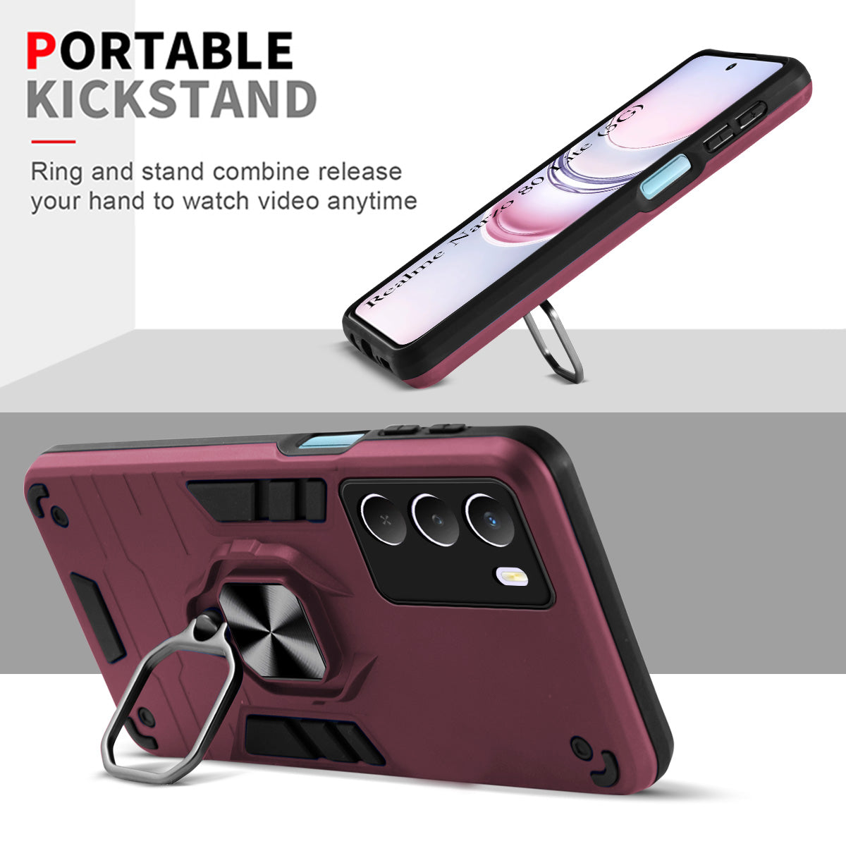 For Realme Narzo 80 Lite 5G Back Cover Case Shockproof Polycarbonate Dual Layer Hybrid Armor)