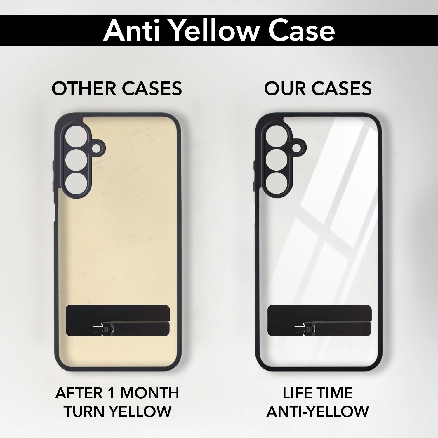 For Samsung Galaxy A15 5G Back Cover Case (Built-in Stand | Lifetime Anti Yellow | Kickstand Shockproof | Camera Protection | MagSafe Compatible)