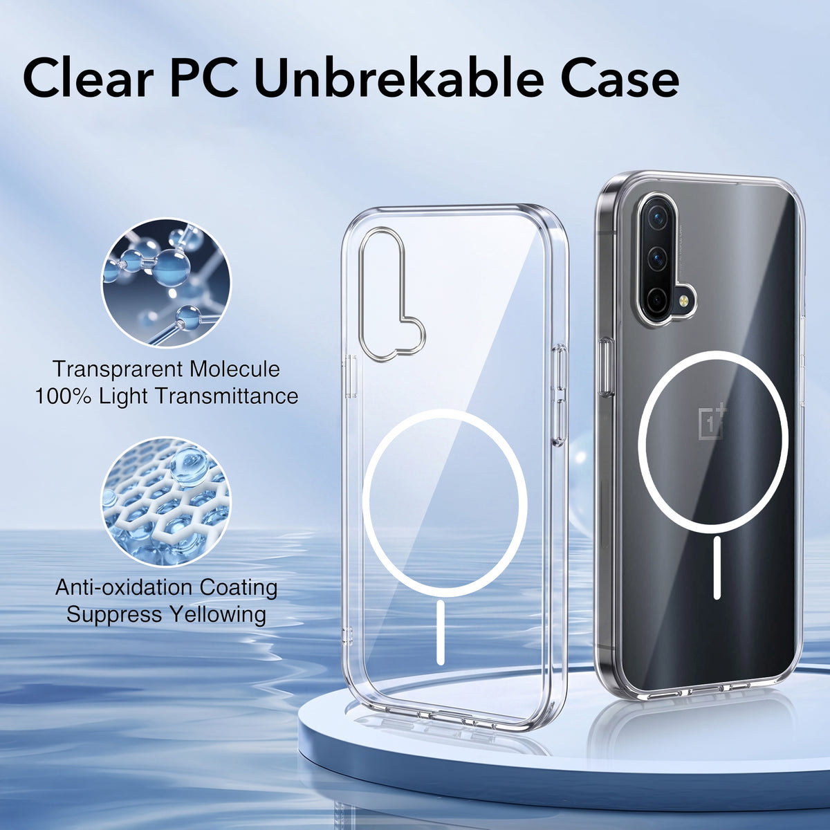 For OnePlus Nord CE 5G Back Case Cover Crystal Anti Yellow (Unbreakable PC | MagSafe Wireless Charging Support |Camera Protection Bump)
