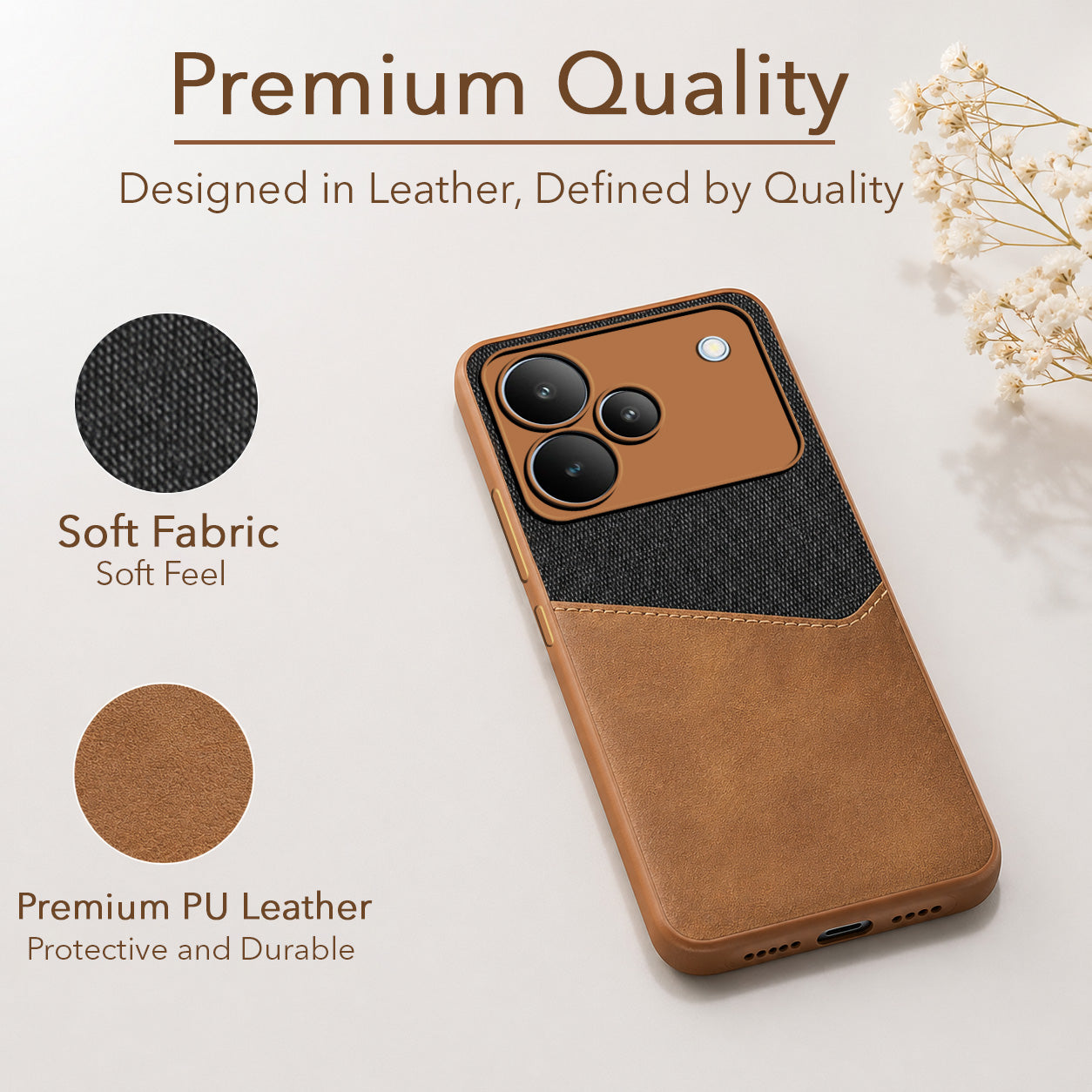 For Realme P4 Back Cover Case (Dual PU Leather Stitch | Professional Minimalist | Soft and Flexible)