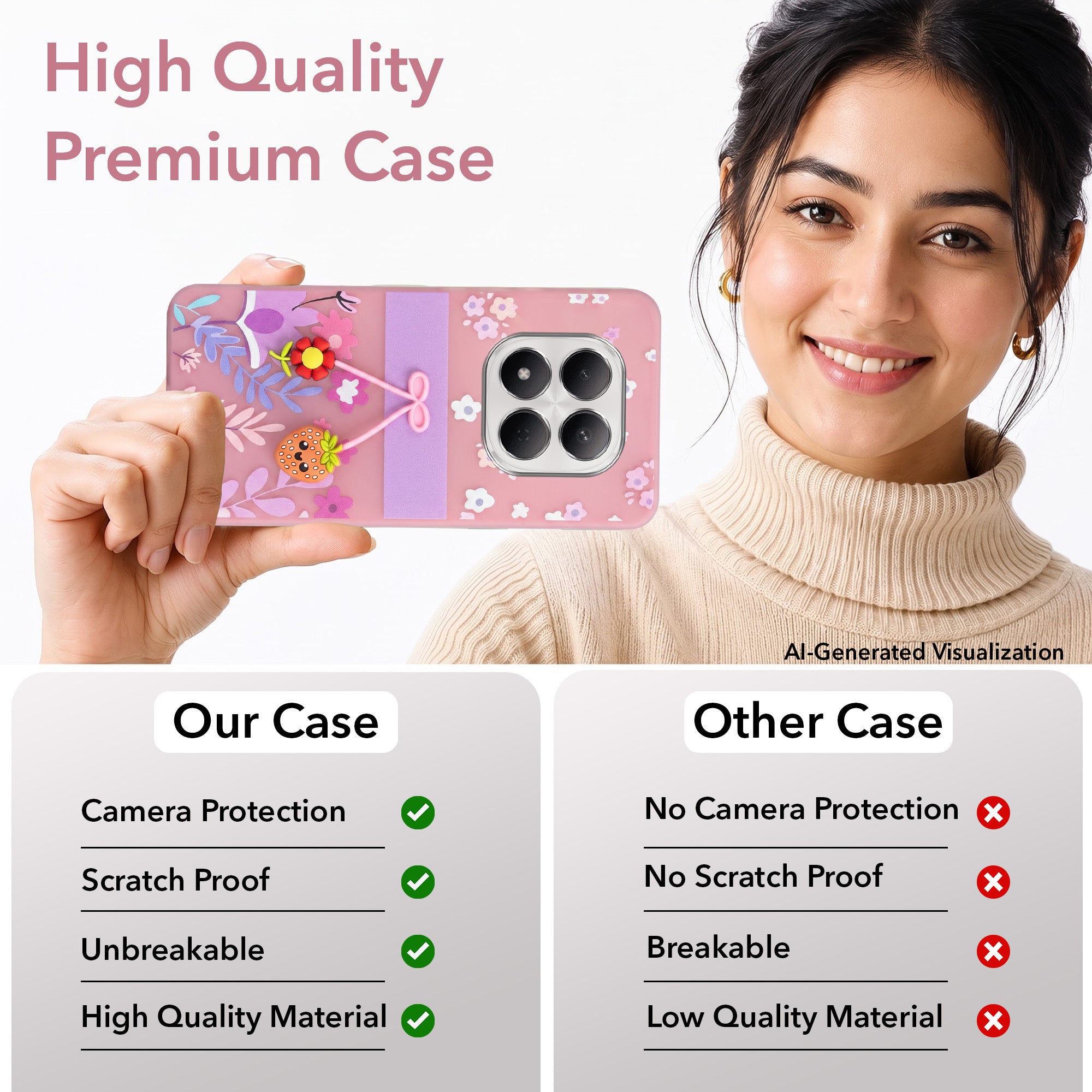 For Xiaomi Redmi Note 15 Pro 5G Back Cover Case (3D Cute Cartoons | Hard Back Side Soft | Matte Premium Finish | HD Printing)