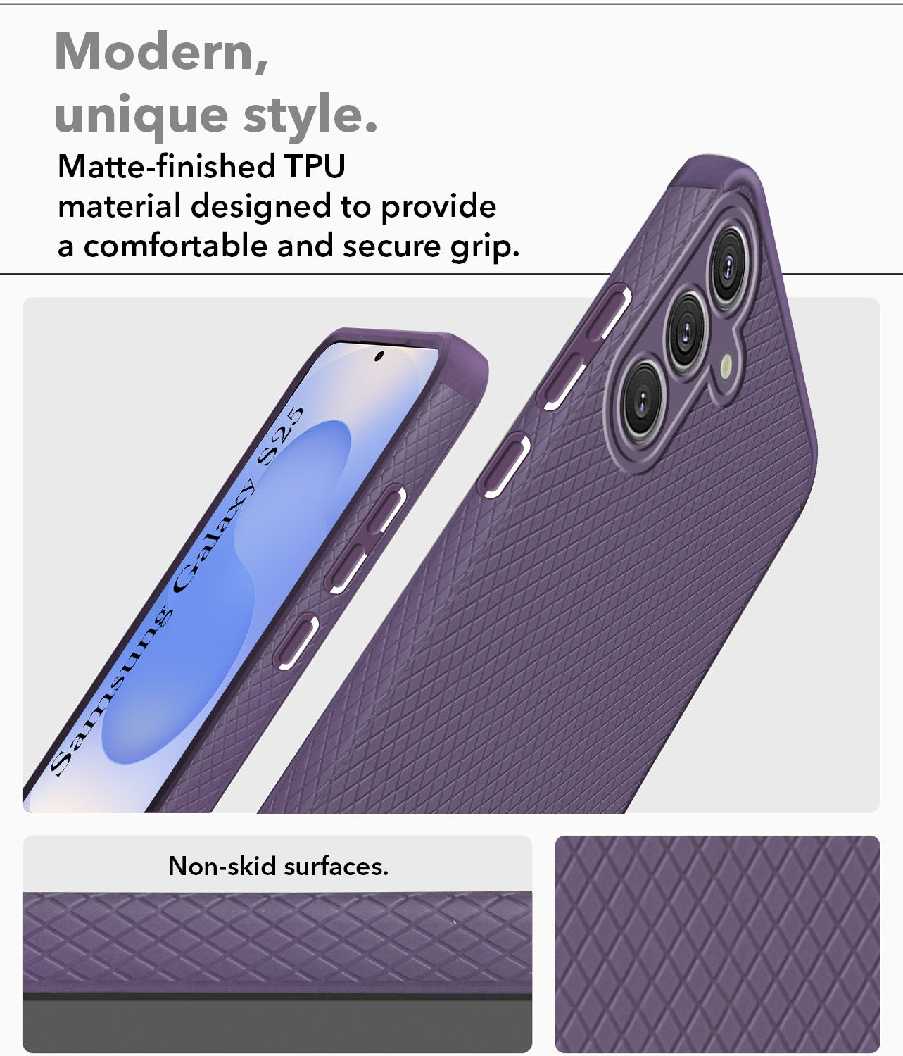 For Samsung Galaxy S25 Back Cover Case (Liquid Silicone | Side Grip | Camera Protection)