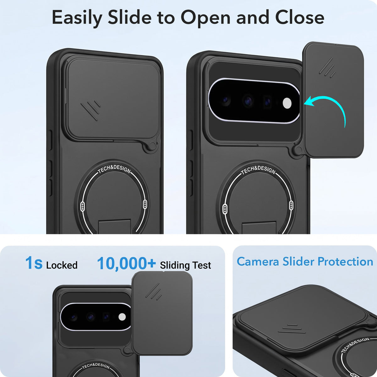 For Google Pixel 11 Back Case Cover Metallic (Hybrid Armor Kickstand | Sliding Shutter Camera Protection | MagSafe Compatible)