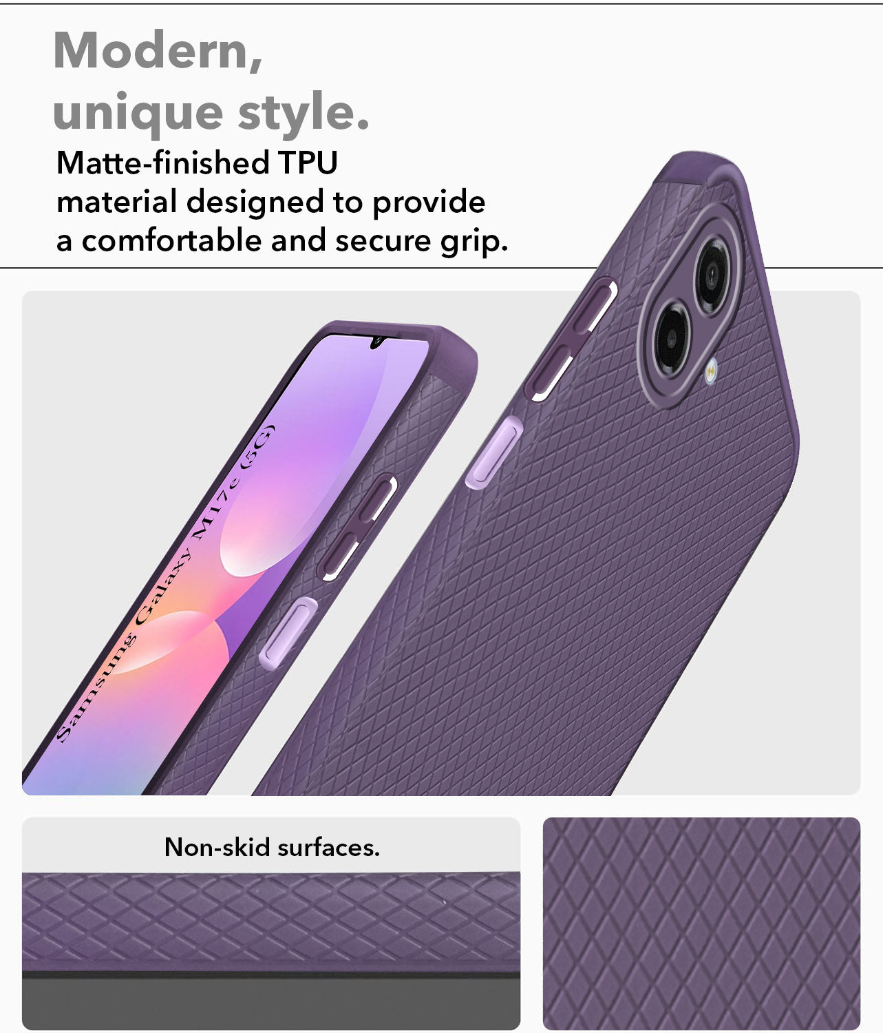 For Samsung Galaxy M17e Back Cover Case Liquid Silicone (Camera Protection | Side Grip Texture | Soft and Flexible)